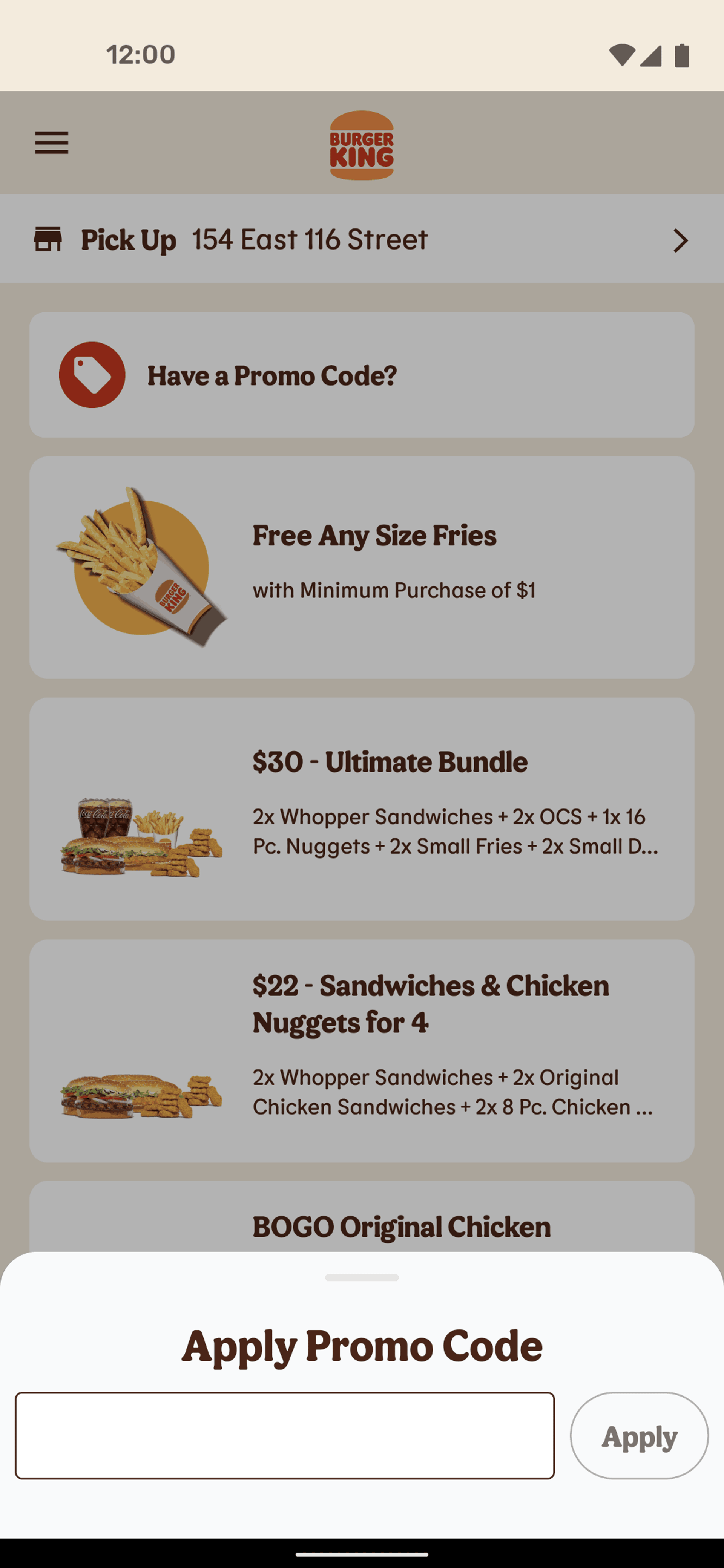 Burger King Android Food & Drink interface screenshot 12