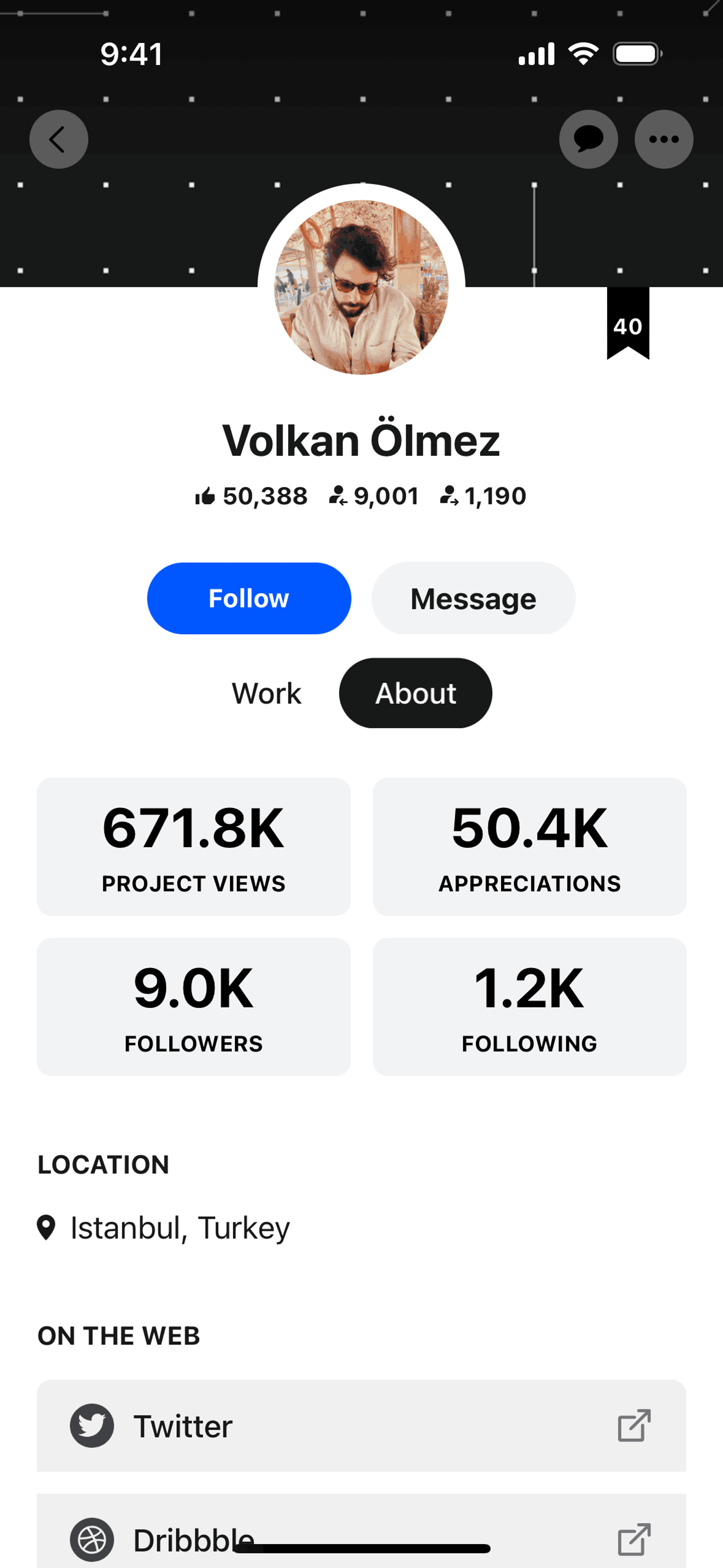 Behance iOS Social Networking interface screenshot 22