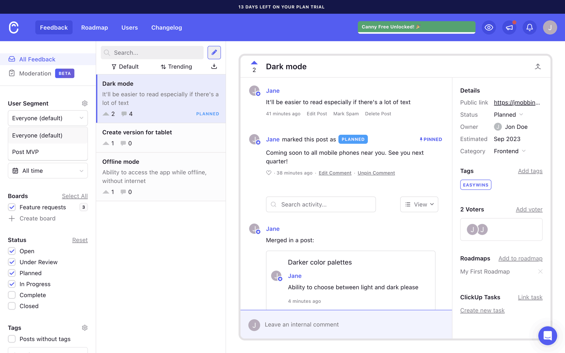 Canny Web Business interface screenshot 19