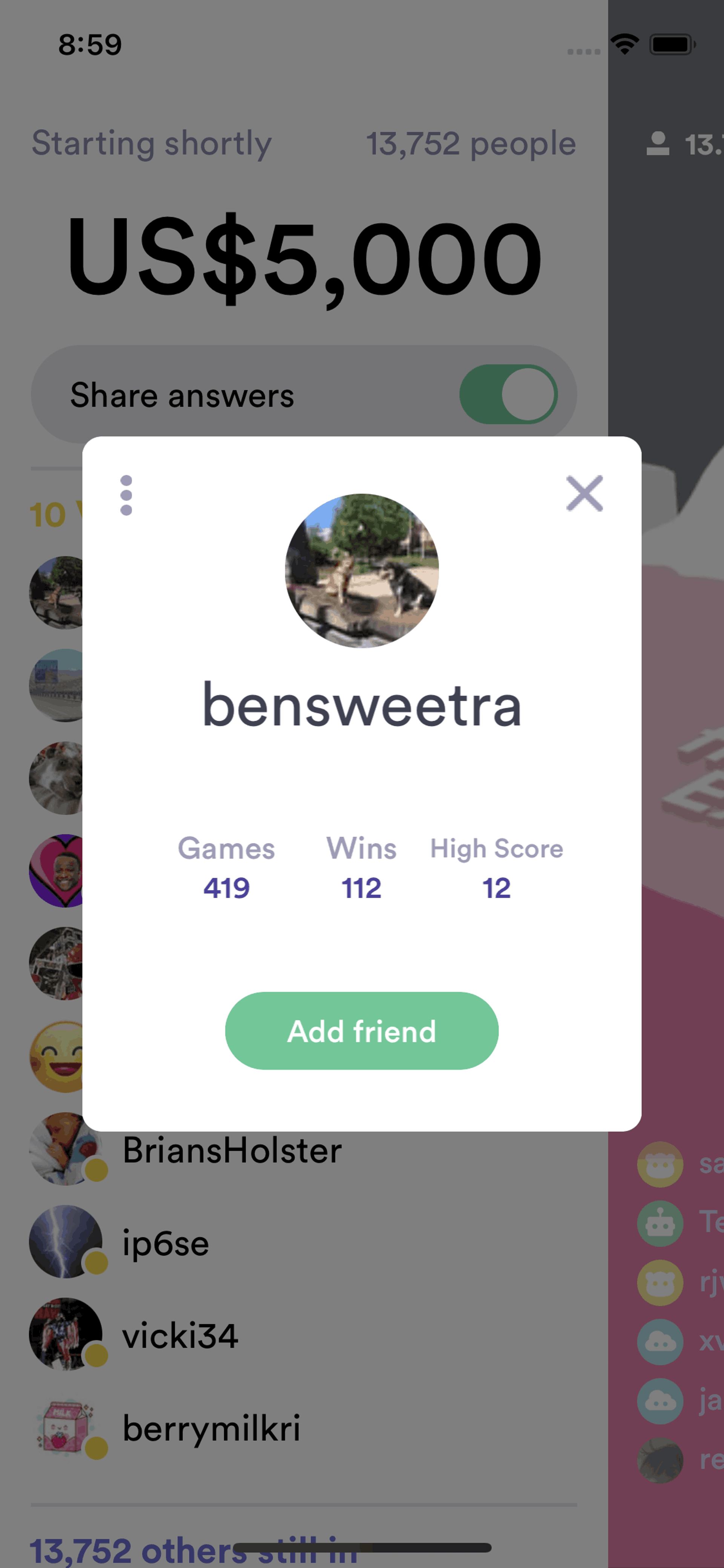 HQ Trivia iOS Entertainment interface screenshot 18