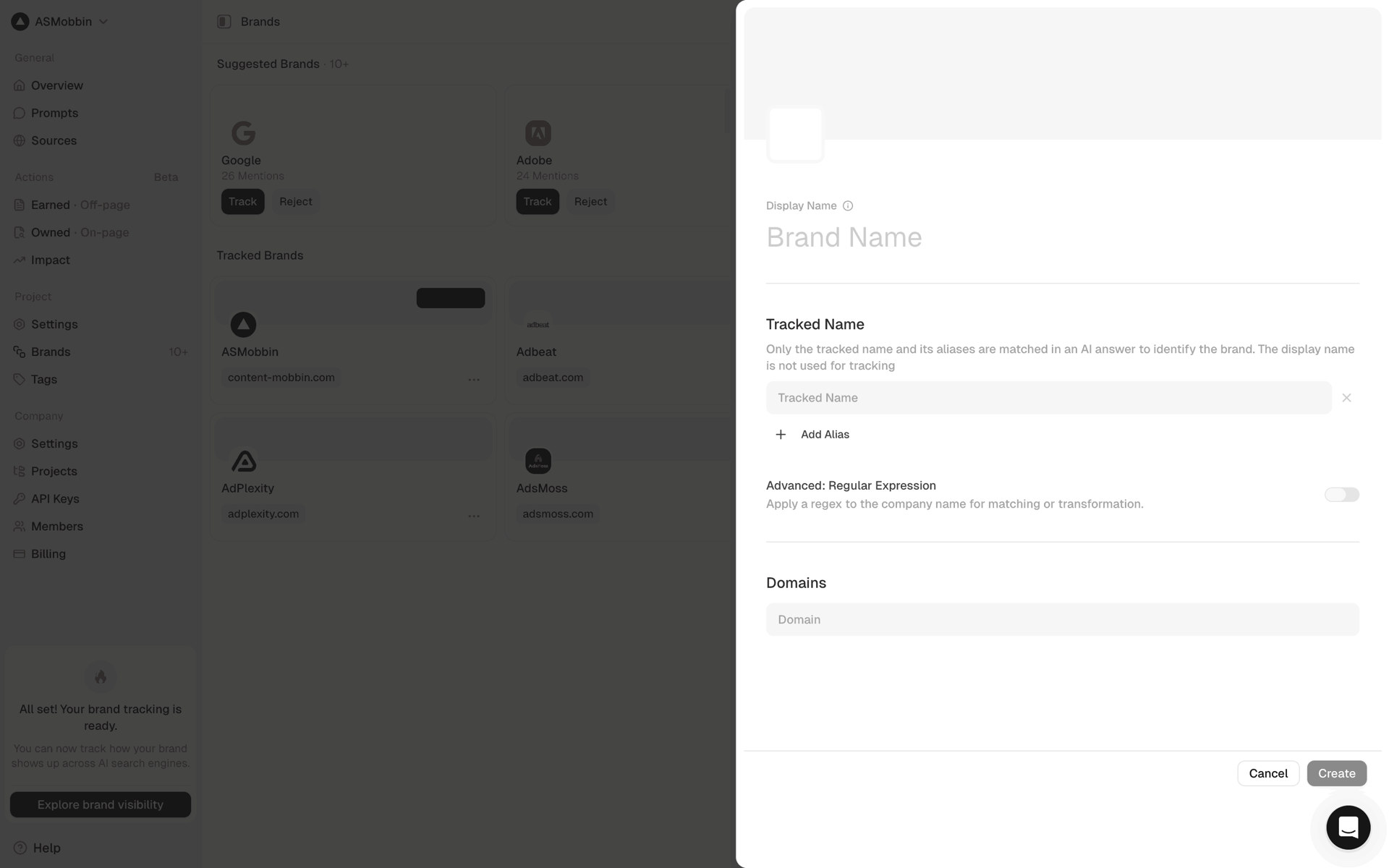 Peec AI Web Business interface screenshot 4