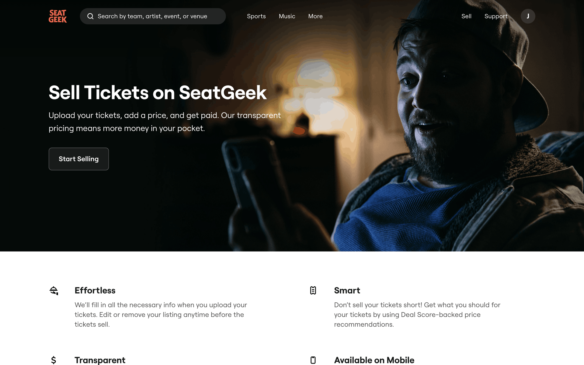 SeatGeek Web Entertainment interface screenshot 10