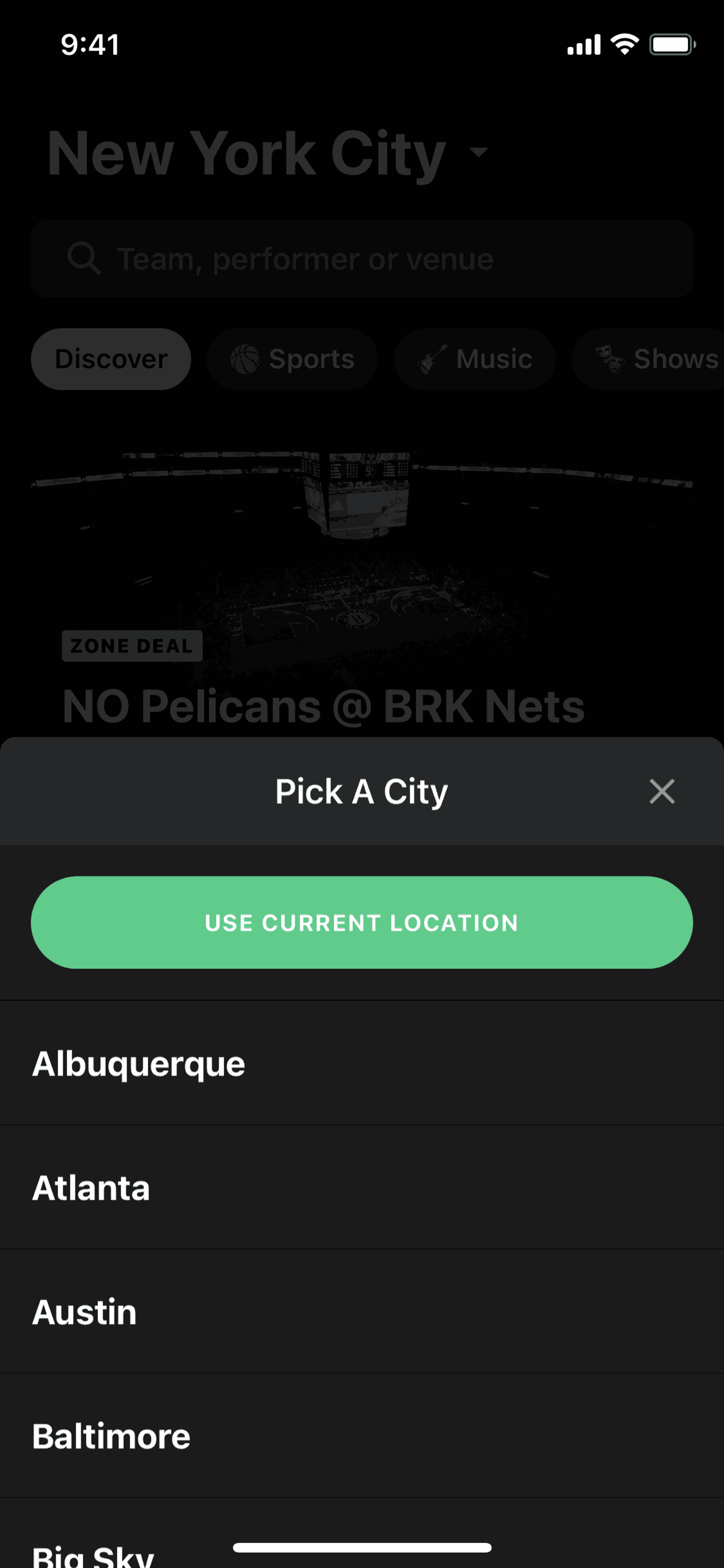 Gametime iOS Entertainment interface screenshot 6