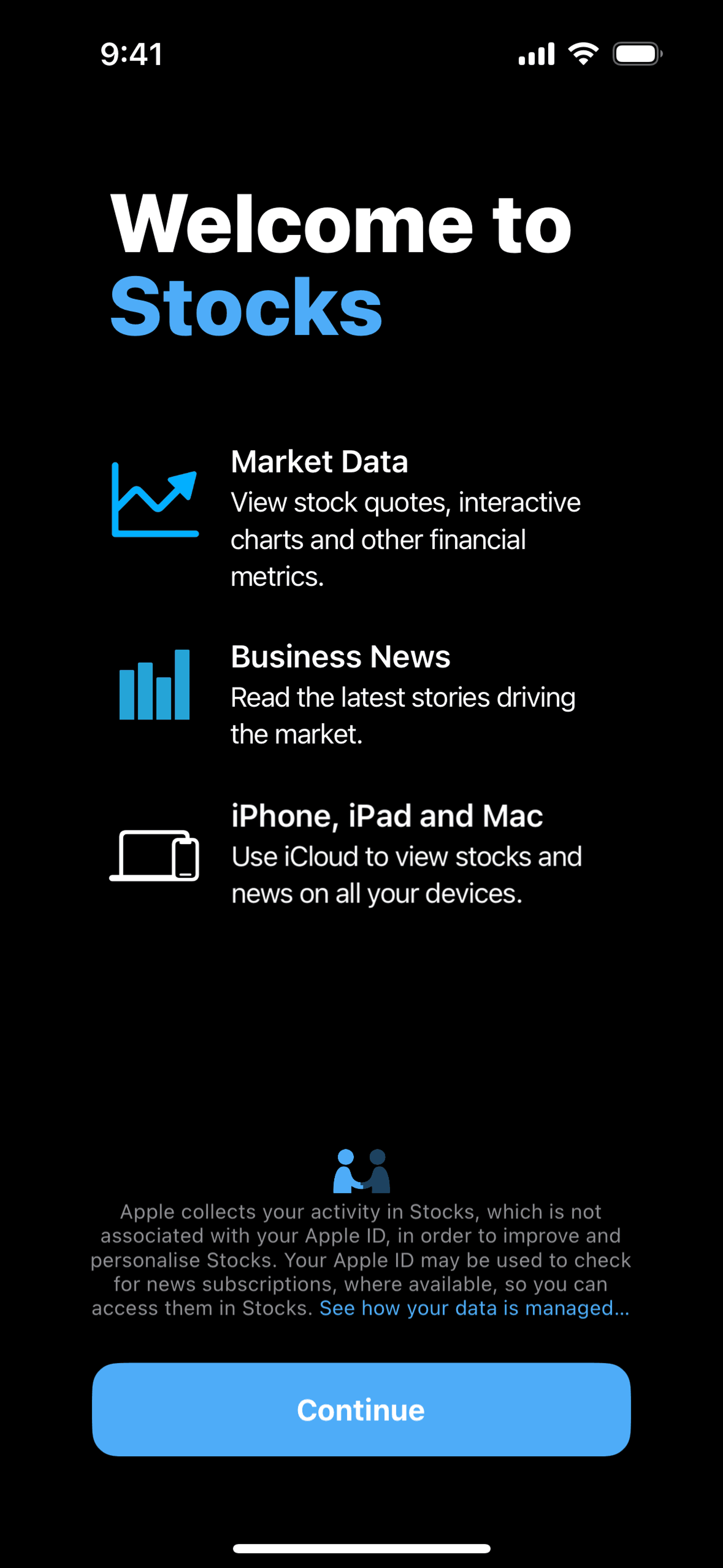 Stocks iOS Finance interface screenshot 2