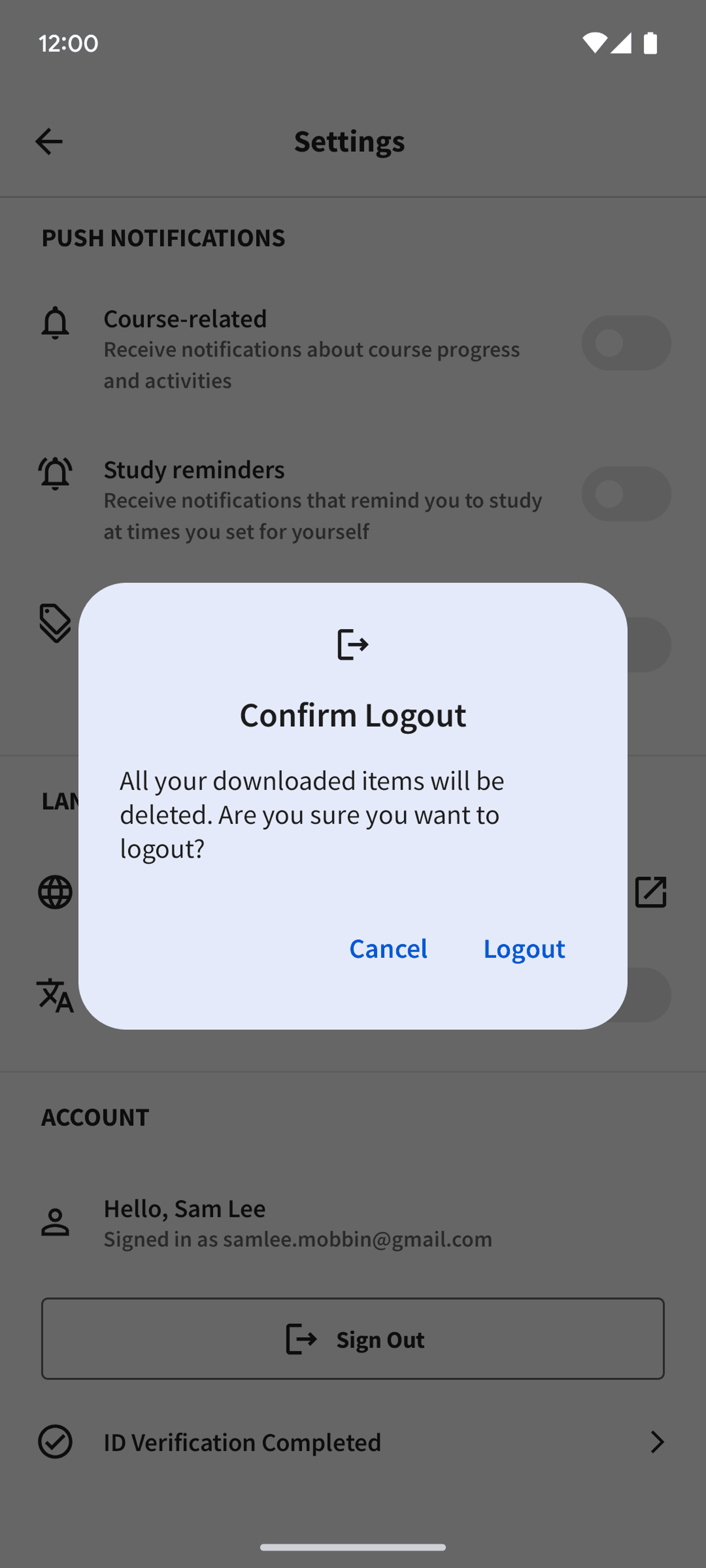 Coursera Android Education interface screenshot 10
