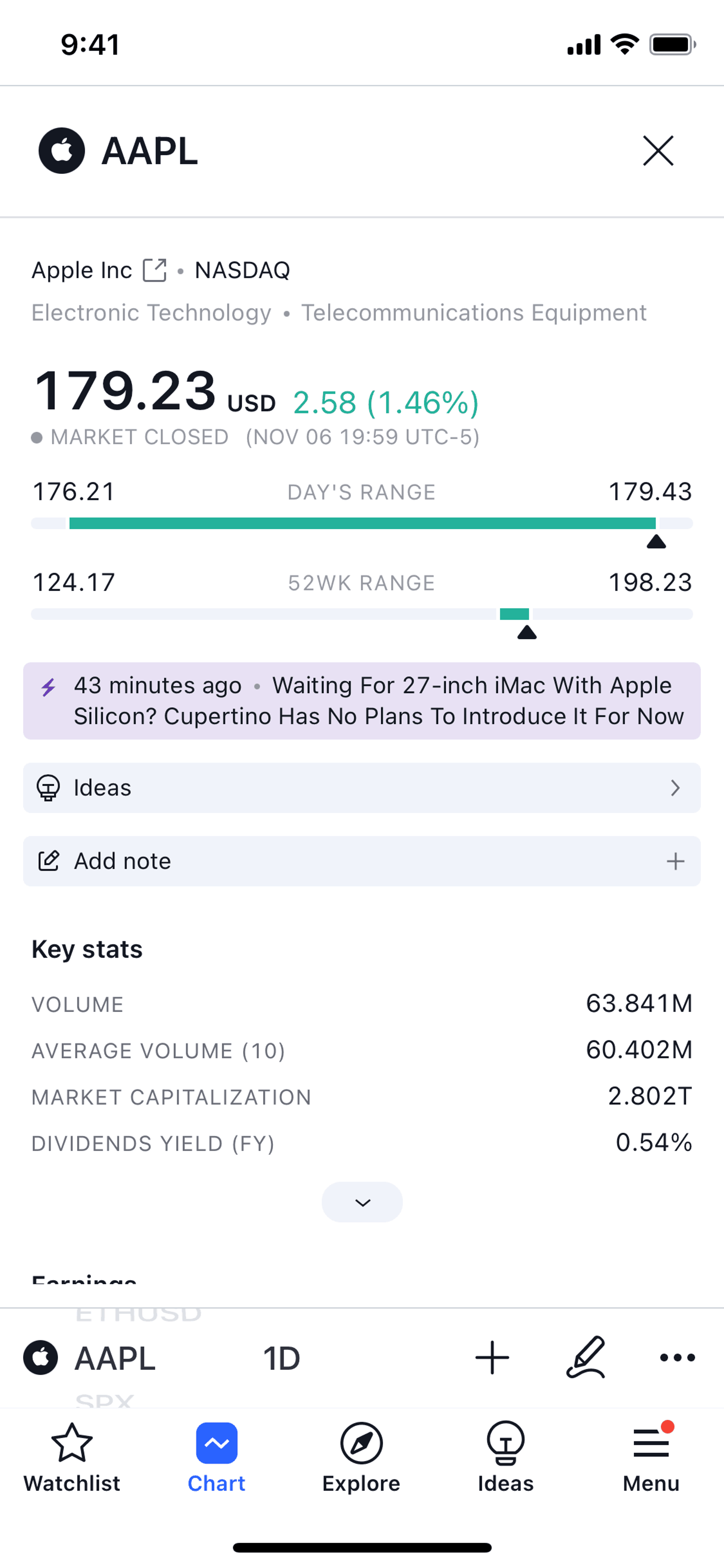 TradingView iOS Finance interface screenshot 13