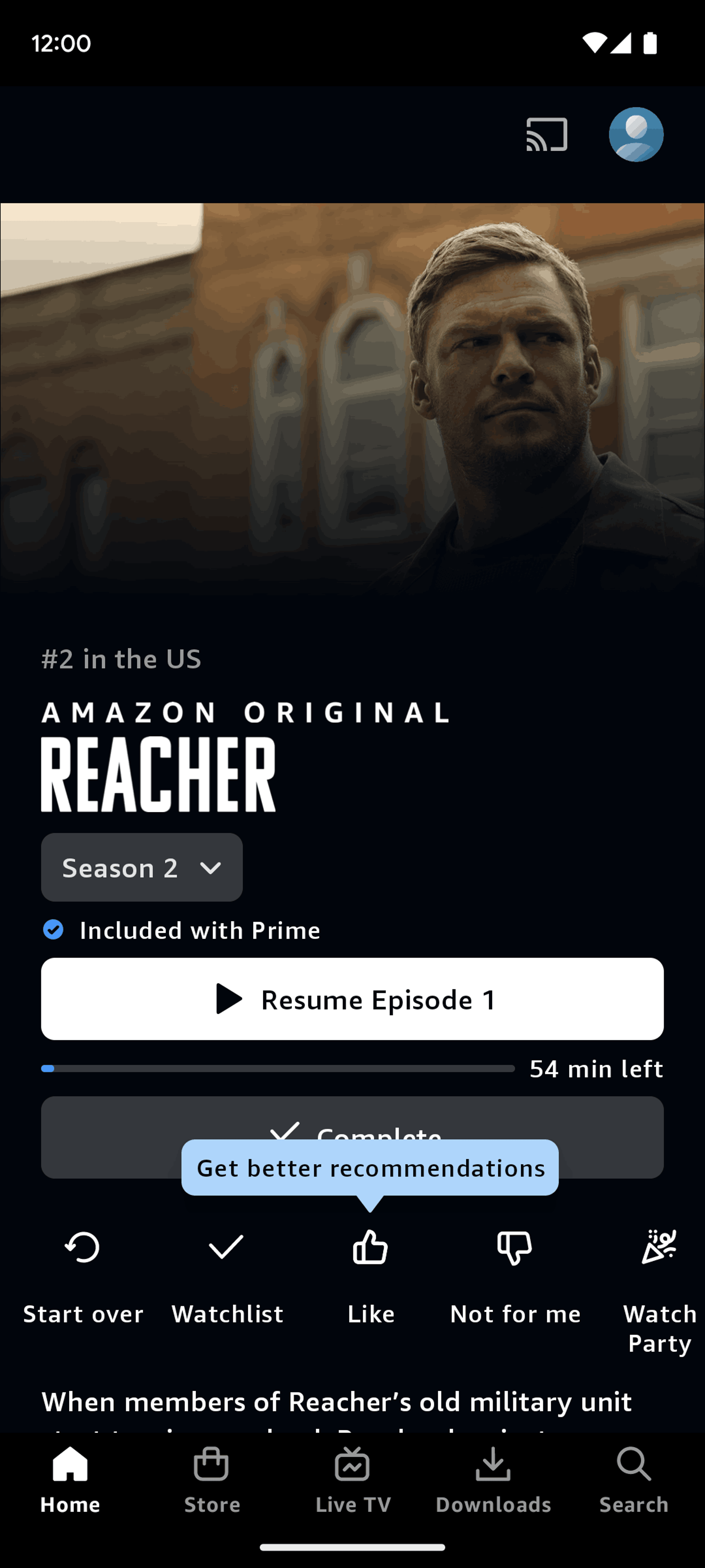 Prime Video Android Entertainment interface screenshot 22