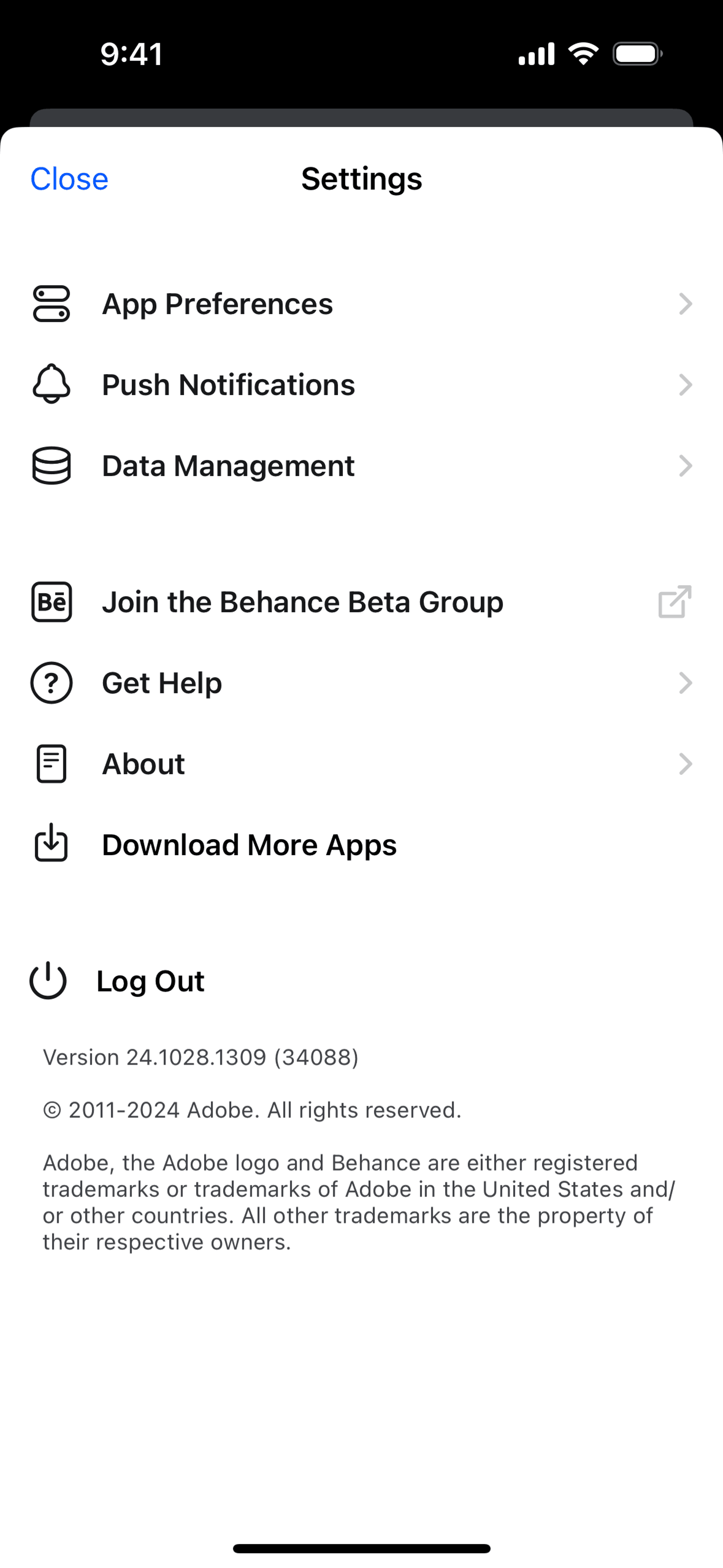 Behance iOS Social Networking interface screenshot 15