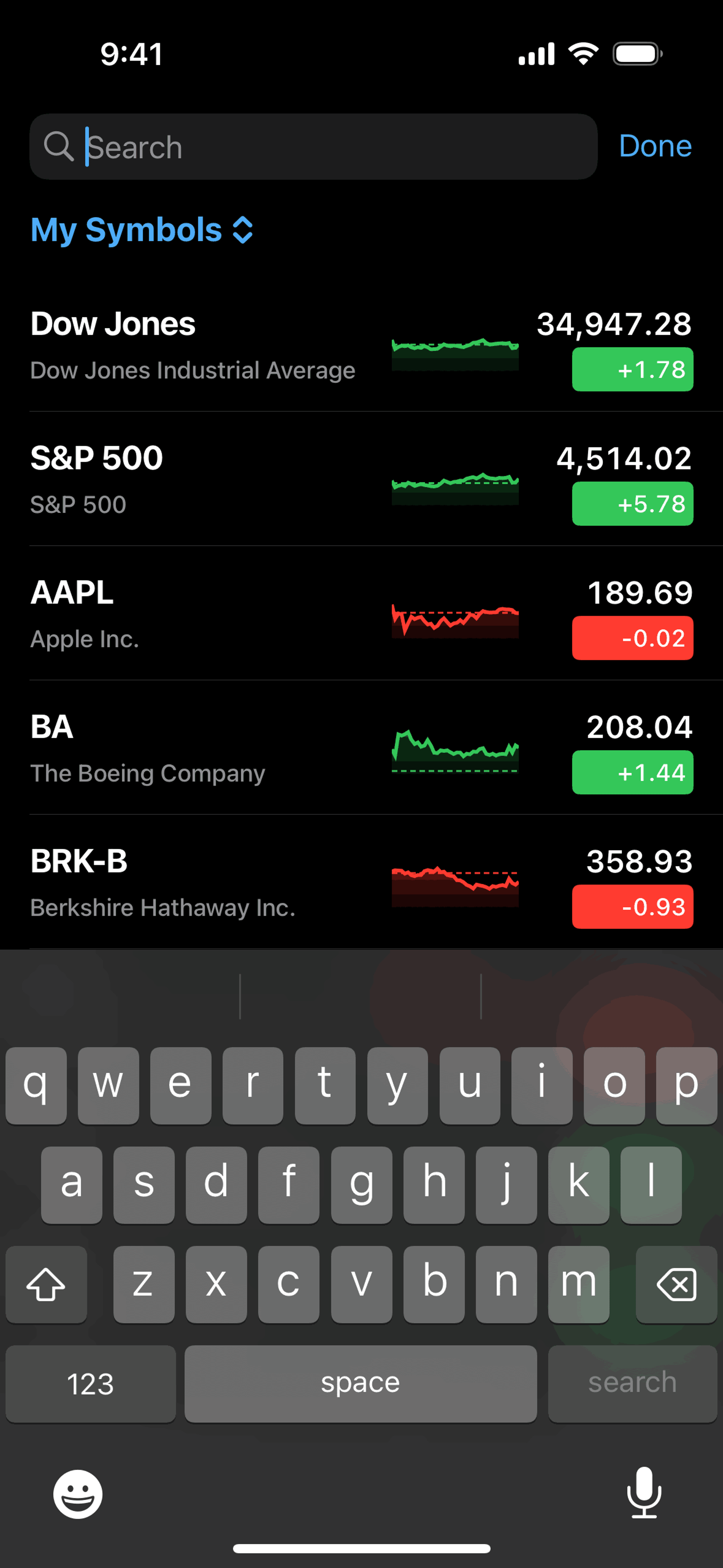 Stocks iOS Finance interface screenshot 13
