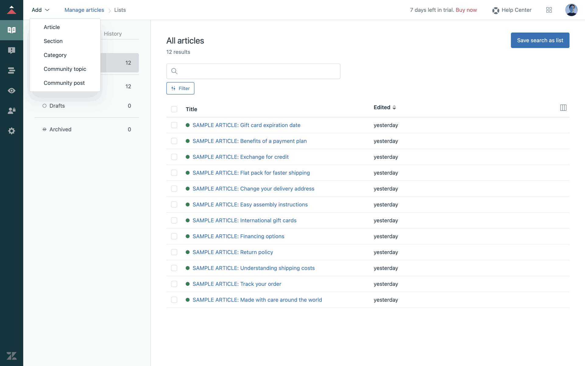 Zendesk Web Business interface screenshot 13