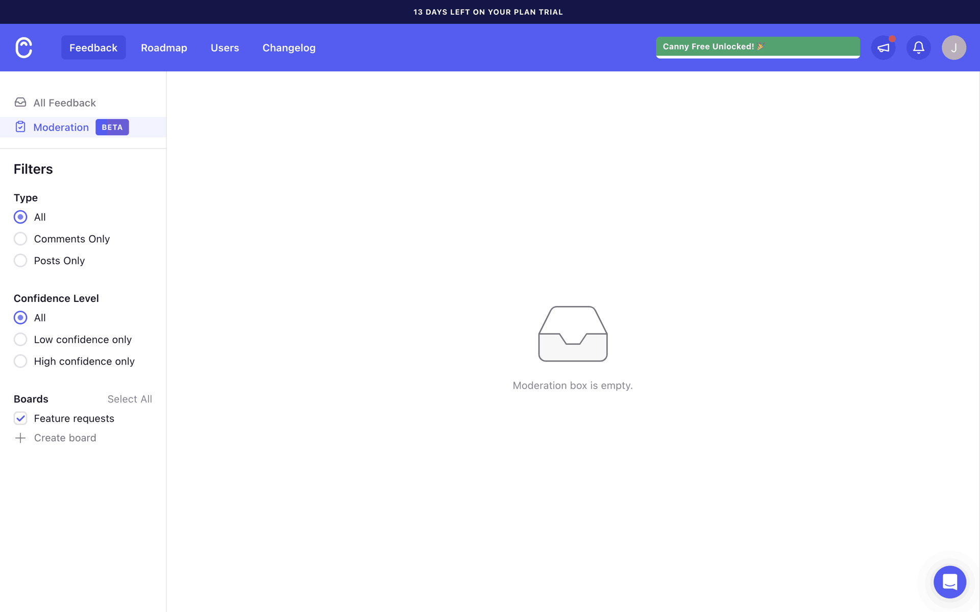 Canny Web Business interface screenshot 21