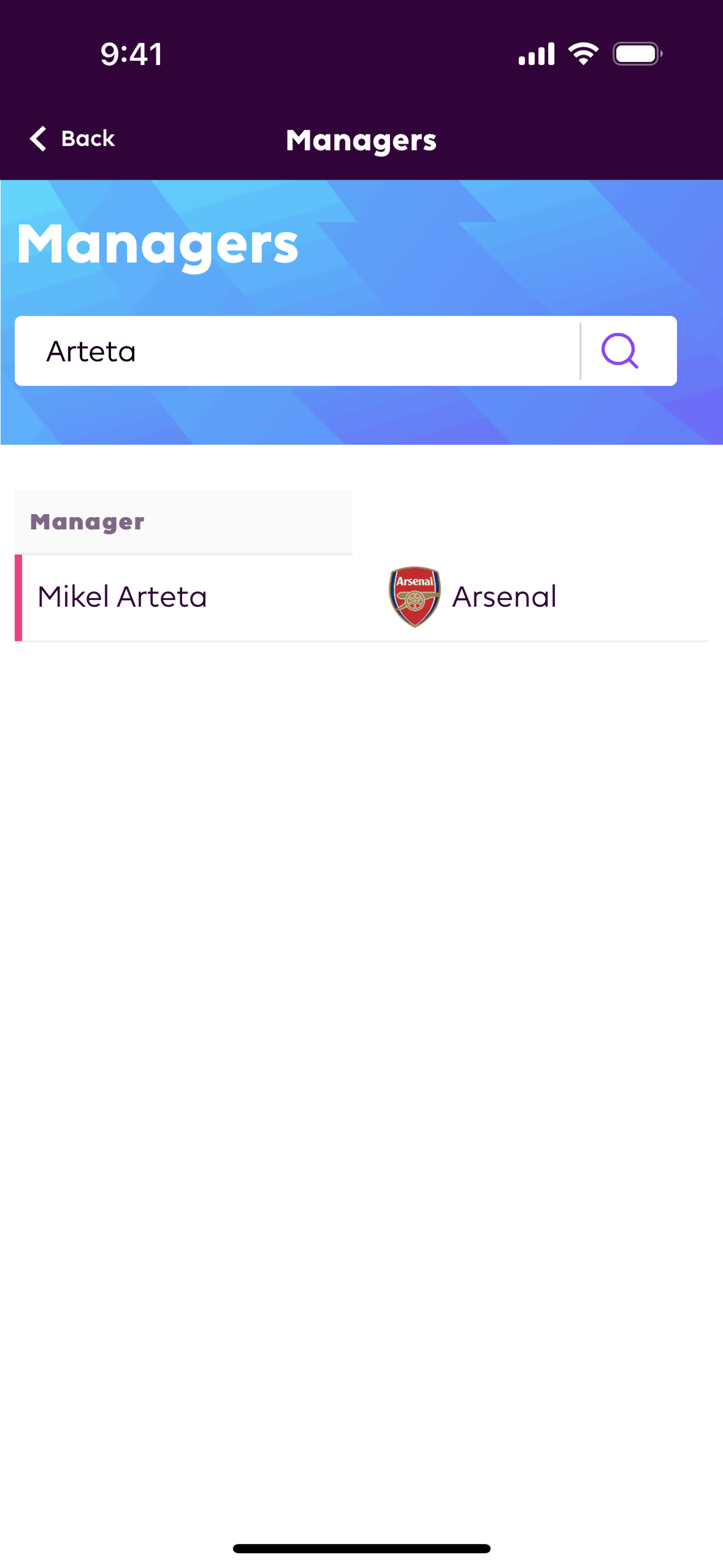 Premier League iOS Sports interface screenshot 3
