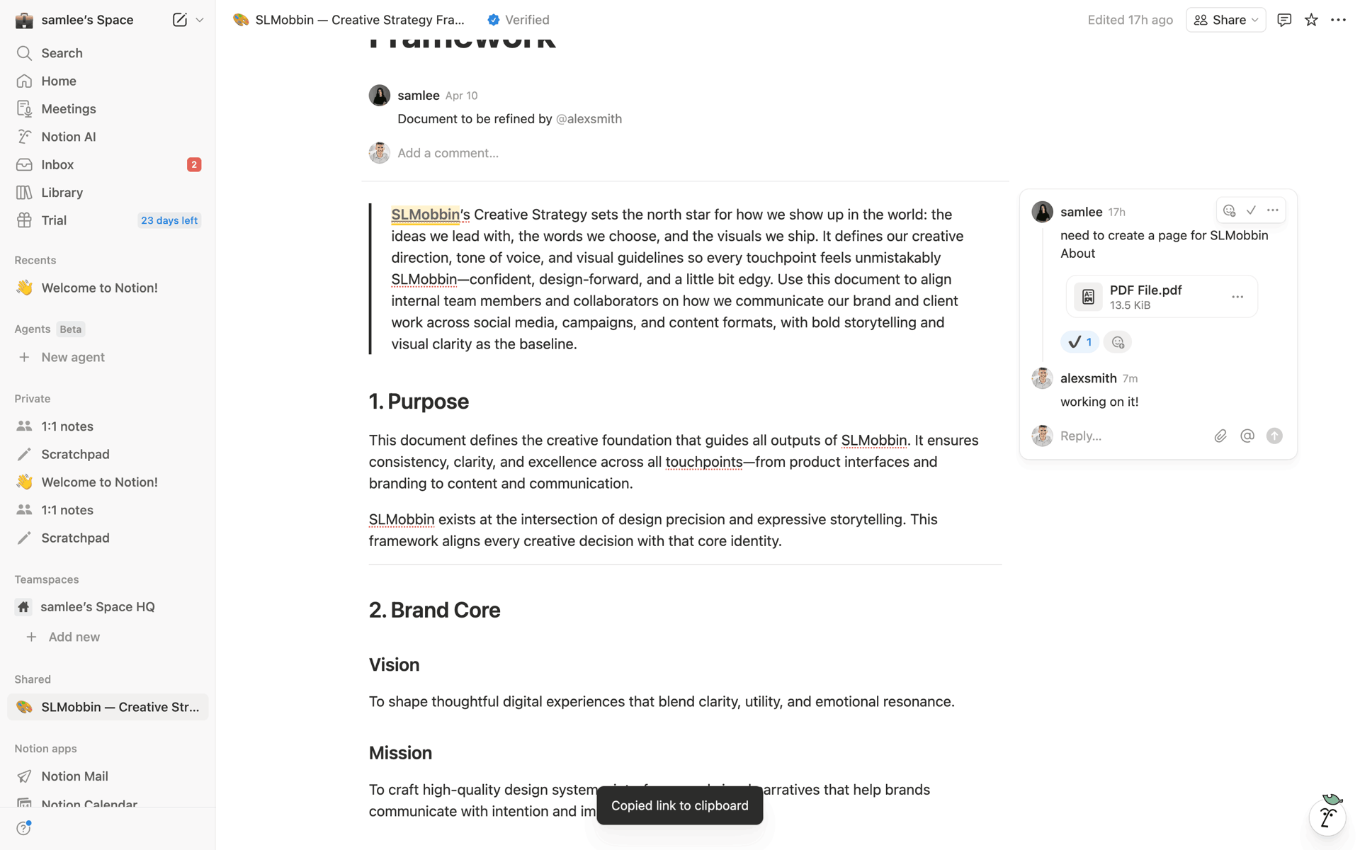 Notion Web Collaboration interface screenshot 11