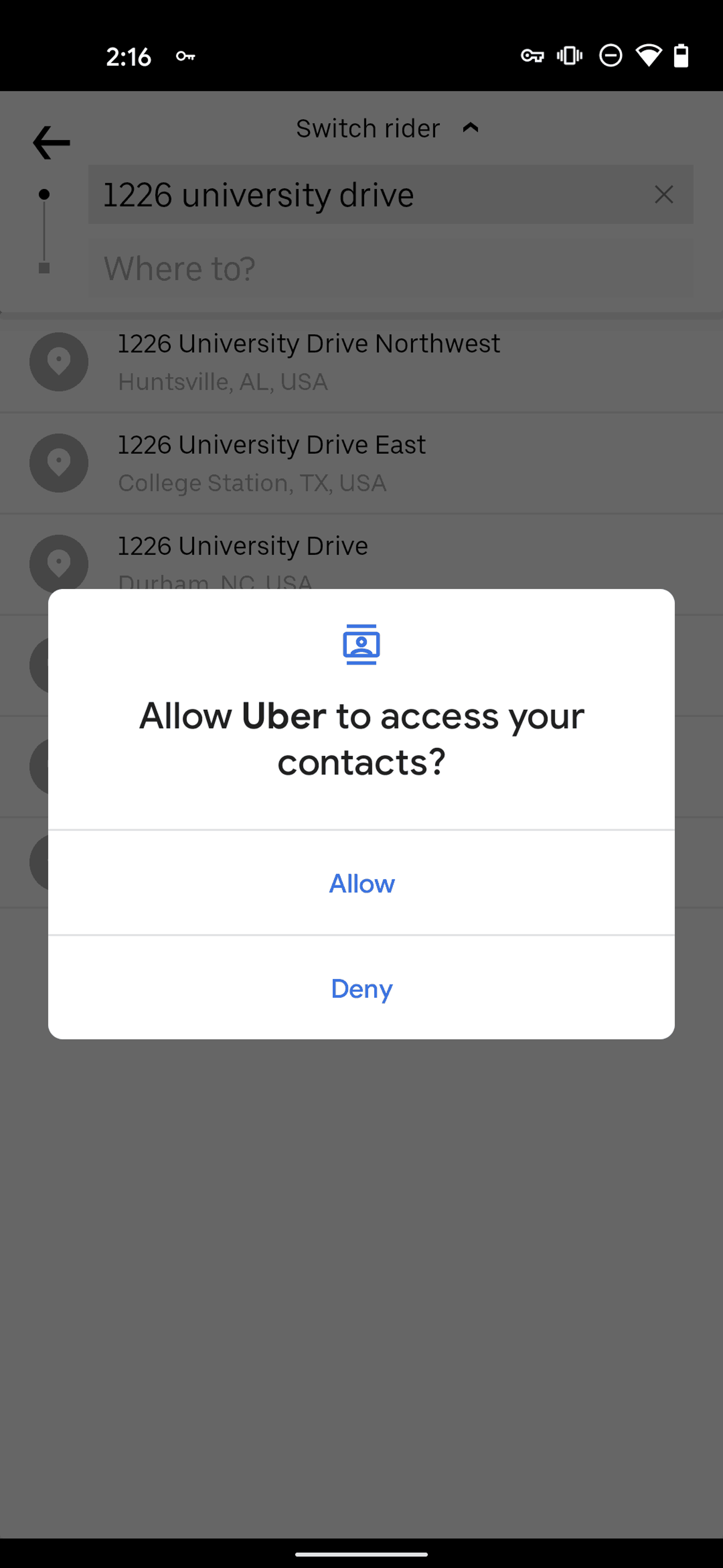 Uber Android Travel & Transportation interface screenshot 12