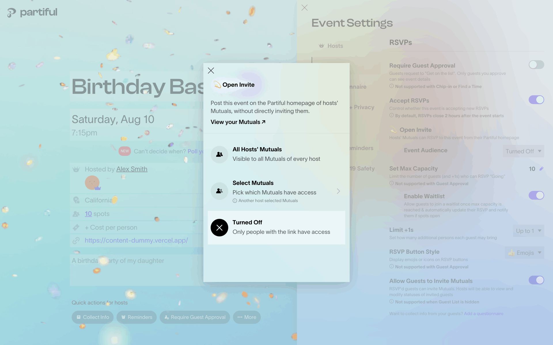 Partiful Web Lifestyle interface screenshot 8