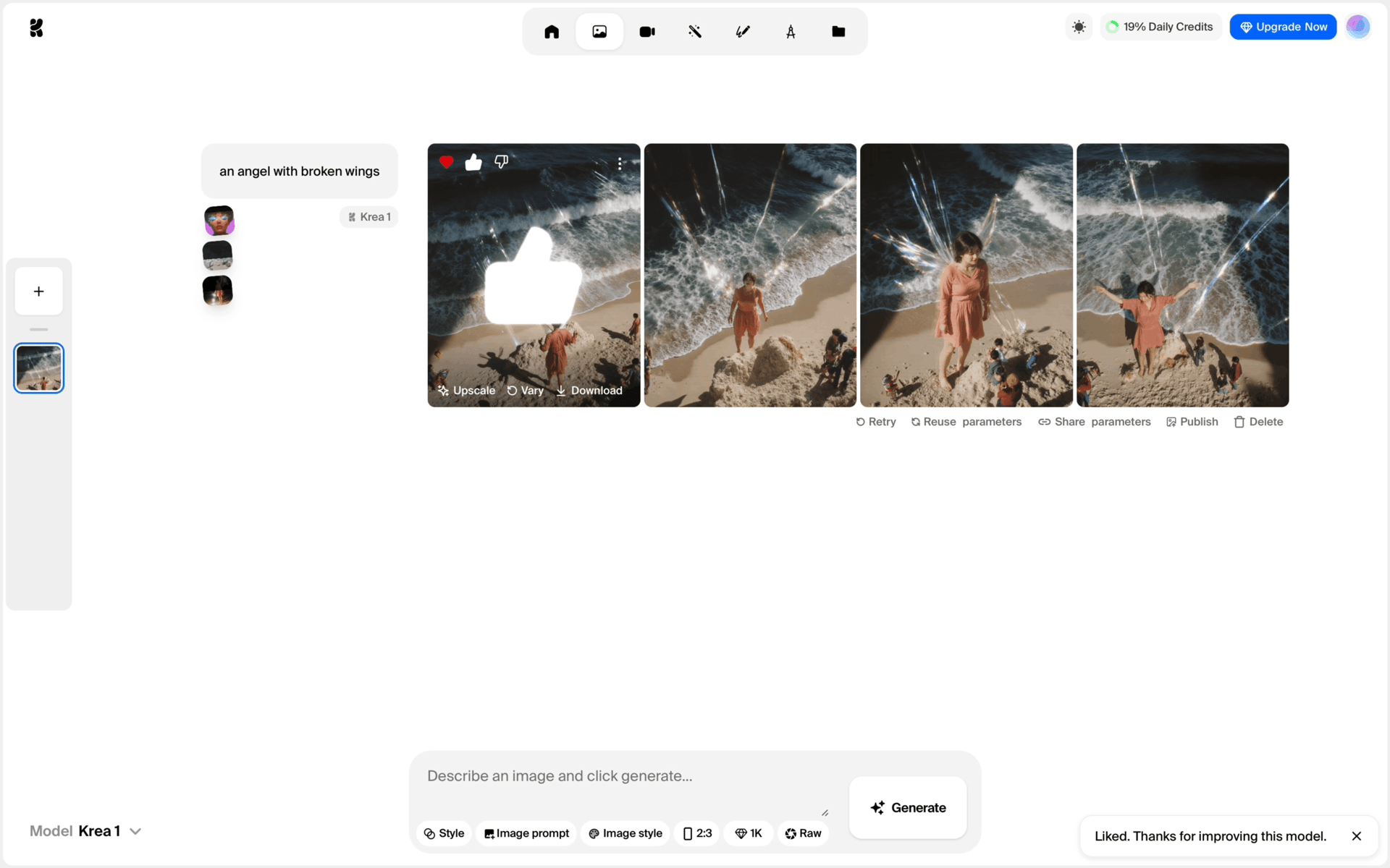 Krea AI Web Photo & Video interface screenshot 10