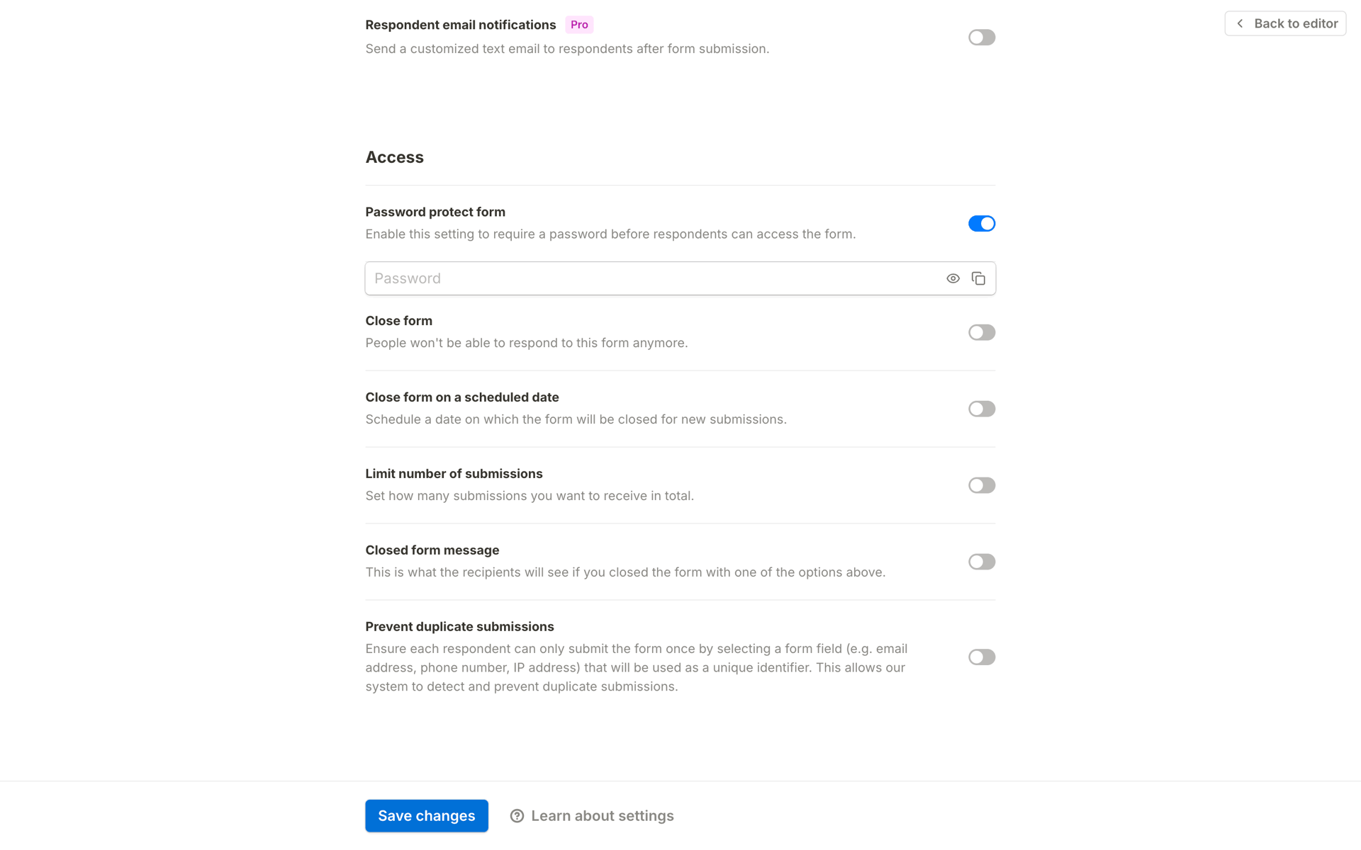 Tally Web Productivity interface screenshot 14