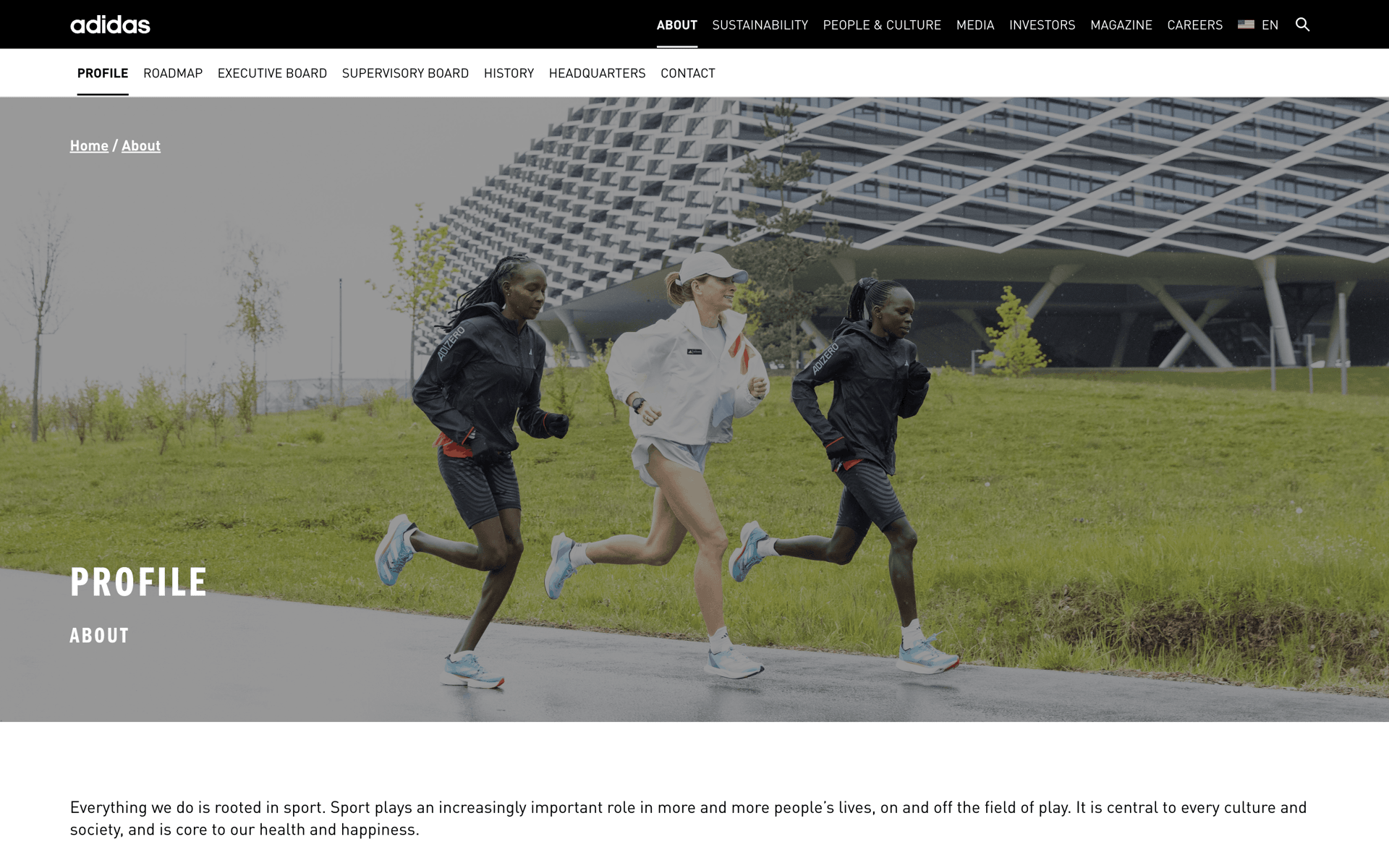 adidas Web Sports interface screenshot 19