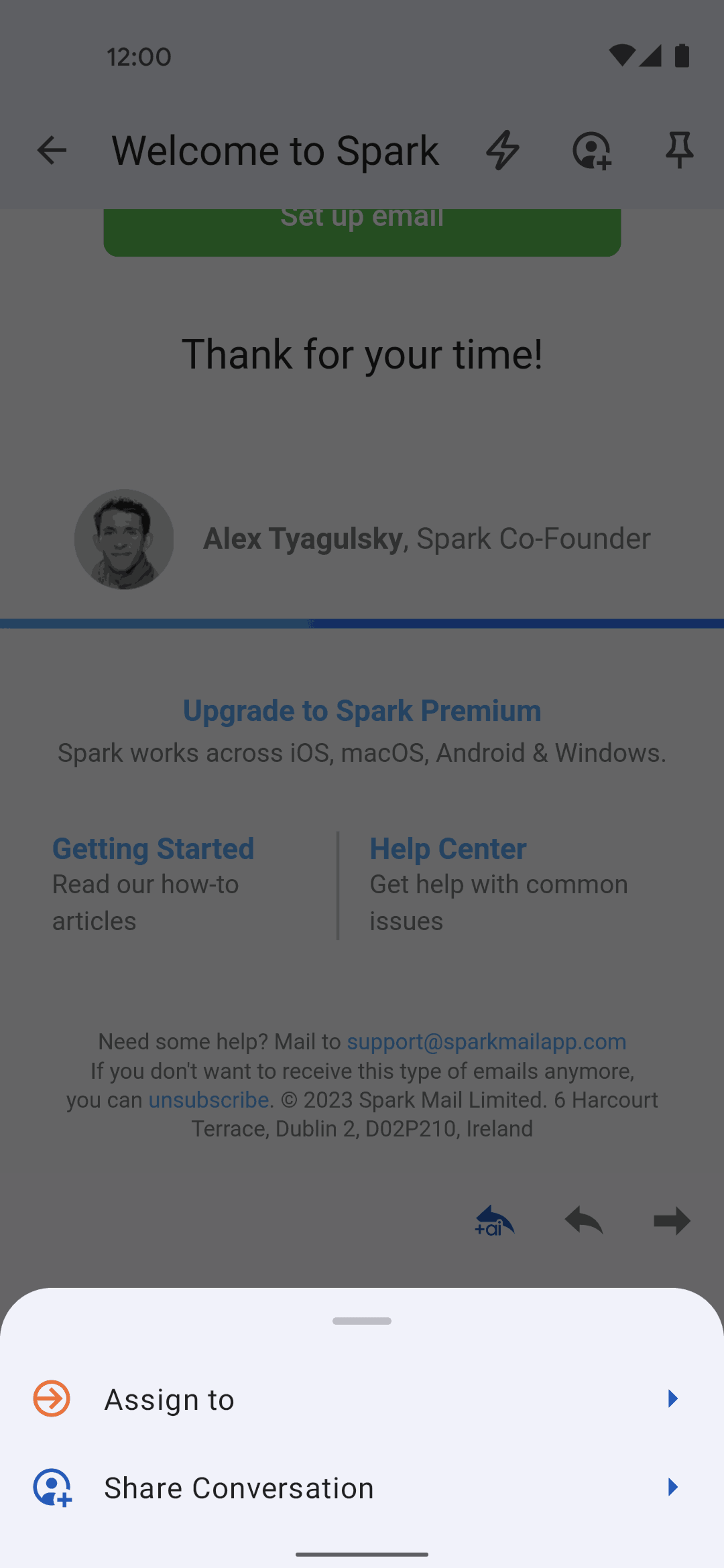 Spark Mail Android AI interface screenshot 12