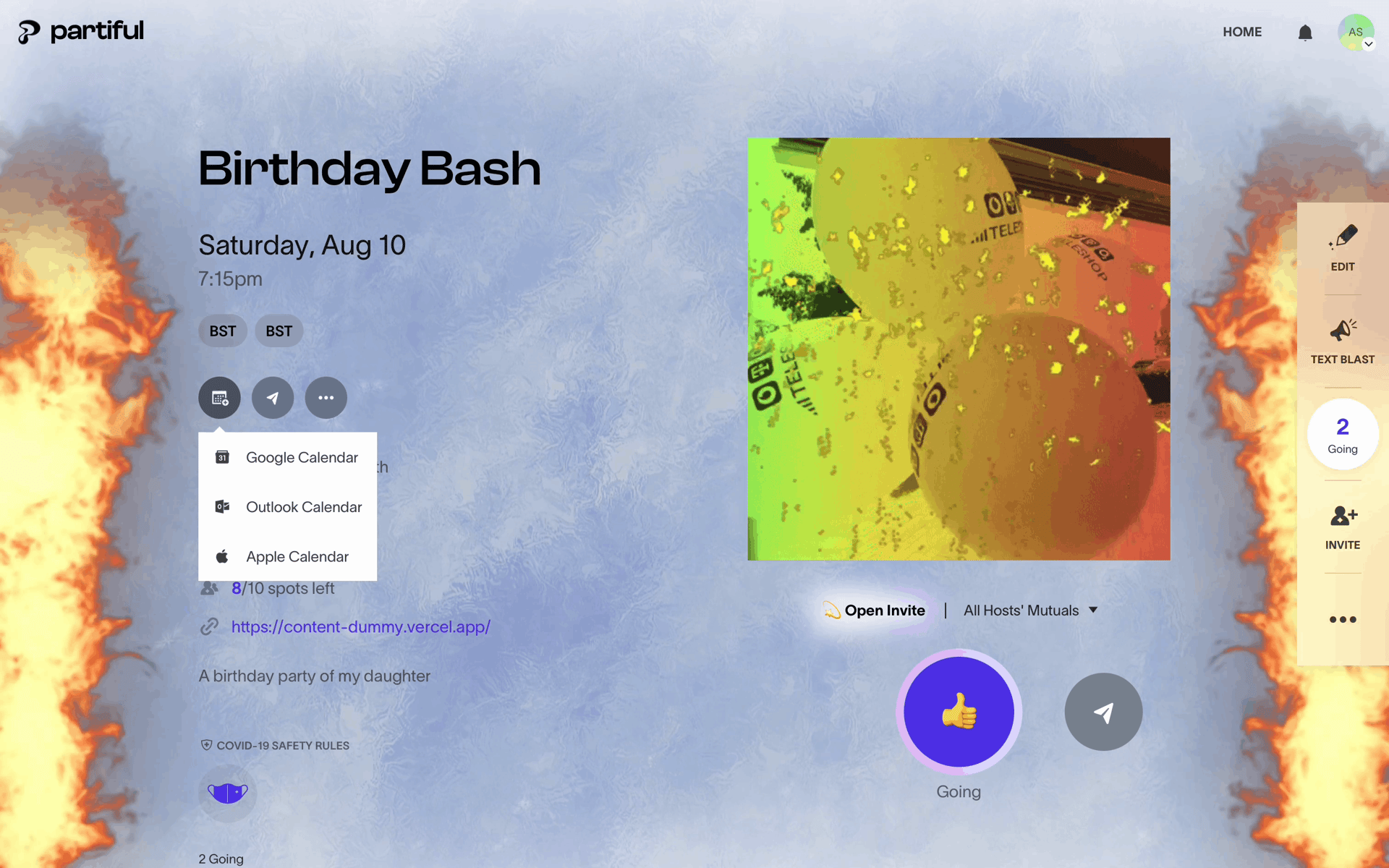Partiful Web Lifestyle interface screenshot 14