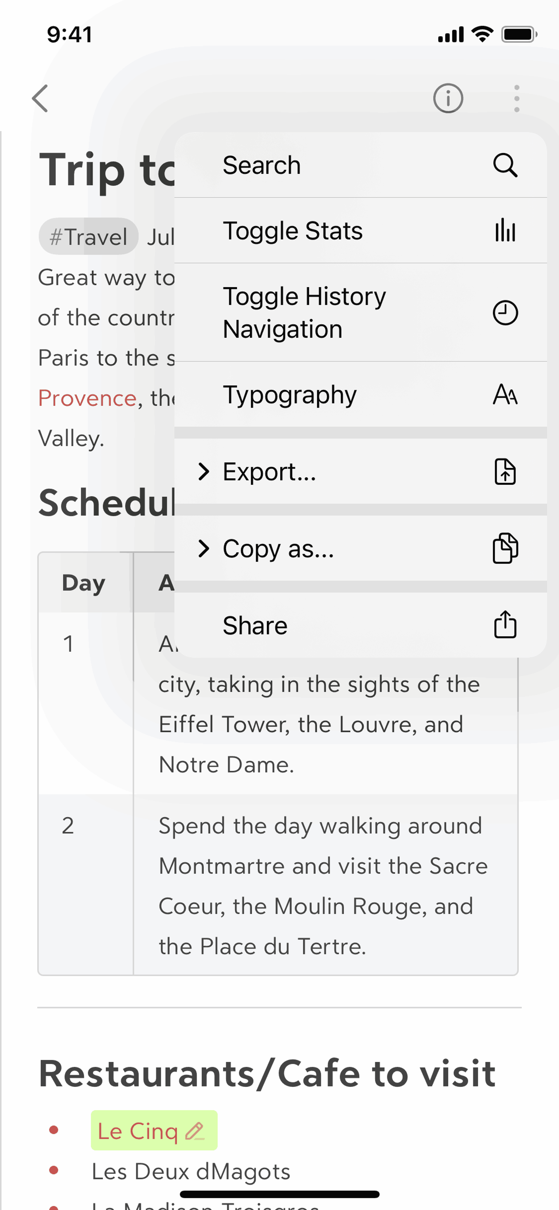 Bear iOS Productivity interface screenshot 13