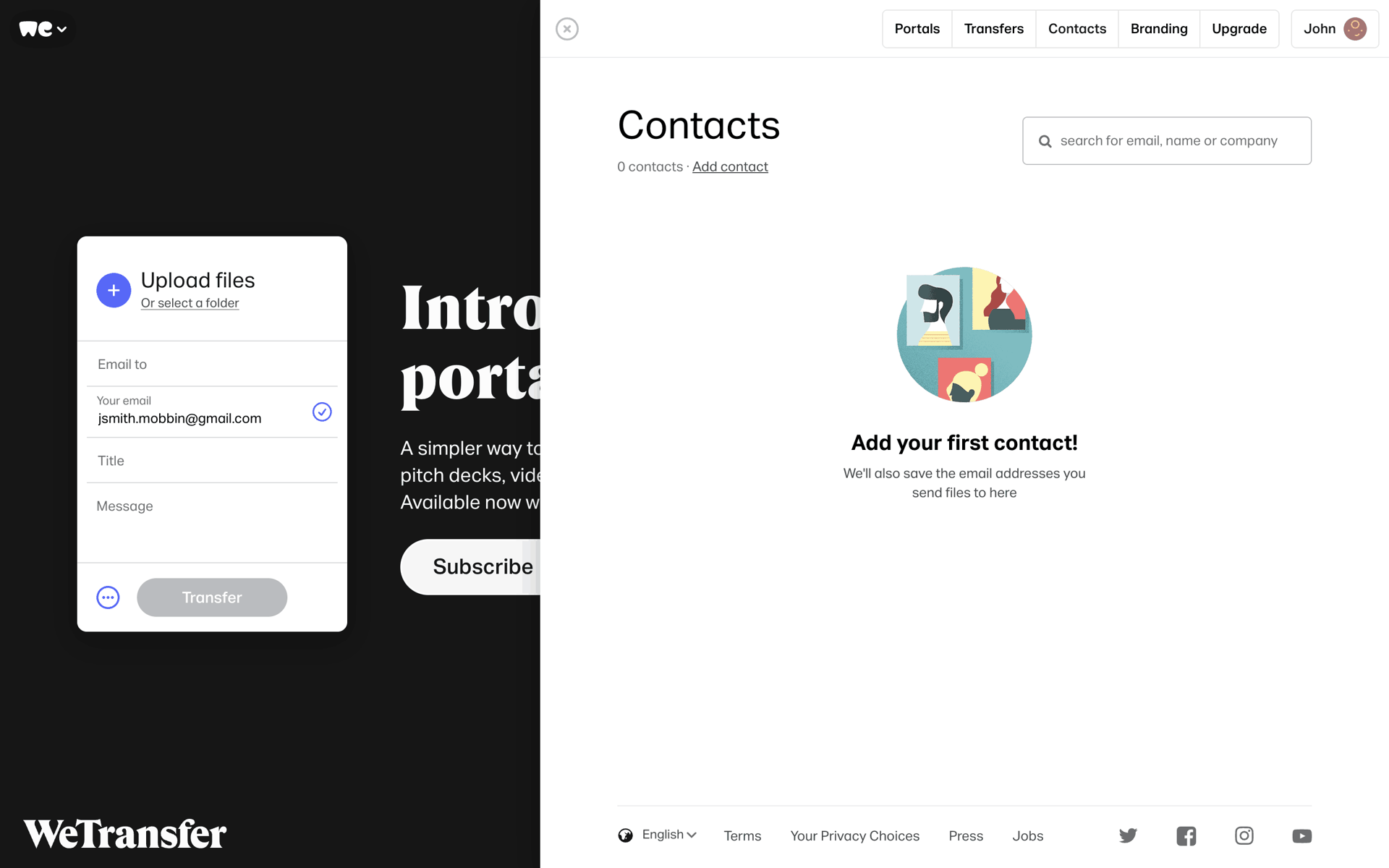WeTransfer Web Productivity interface screenshot 15