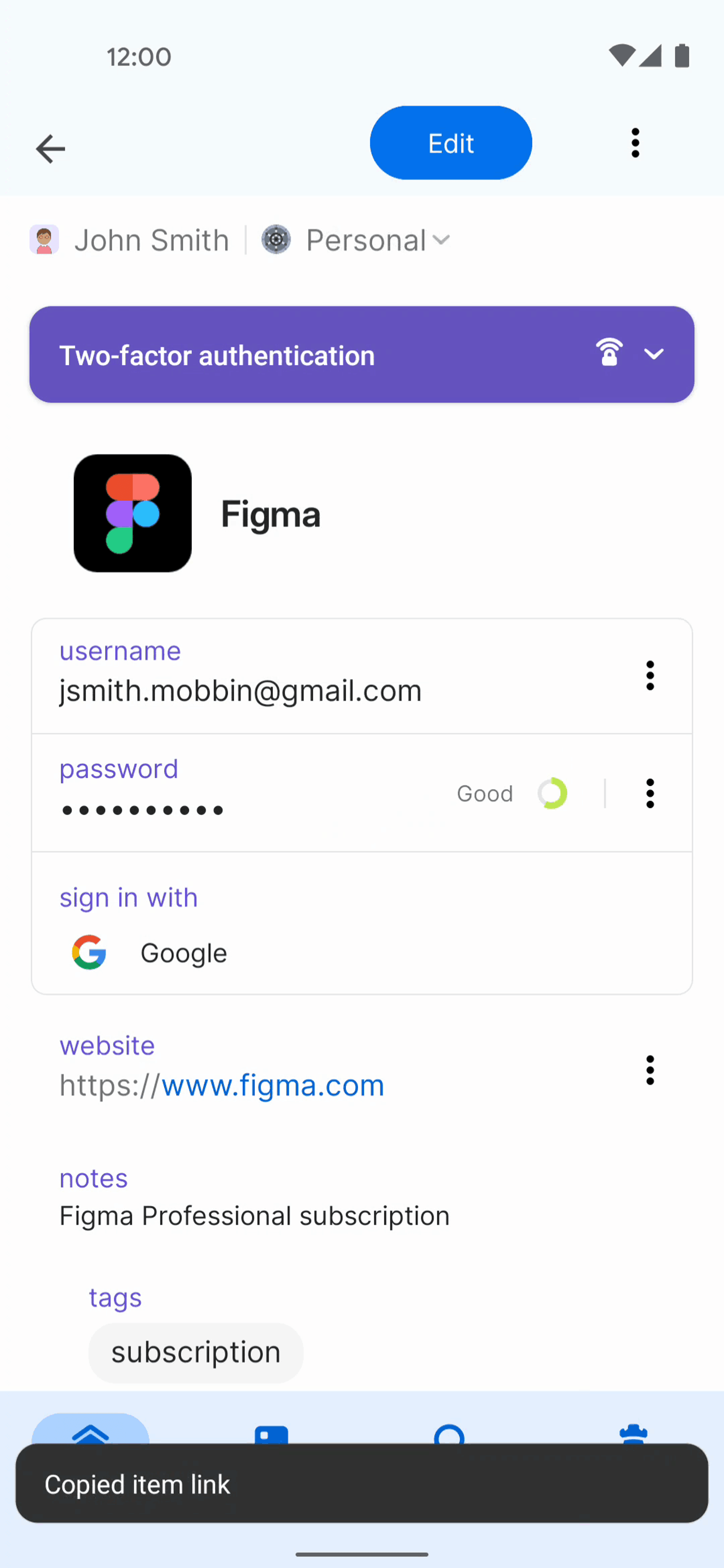 1Password Android Productivity interface screenshot 4