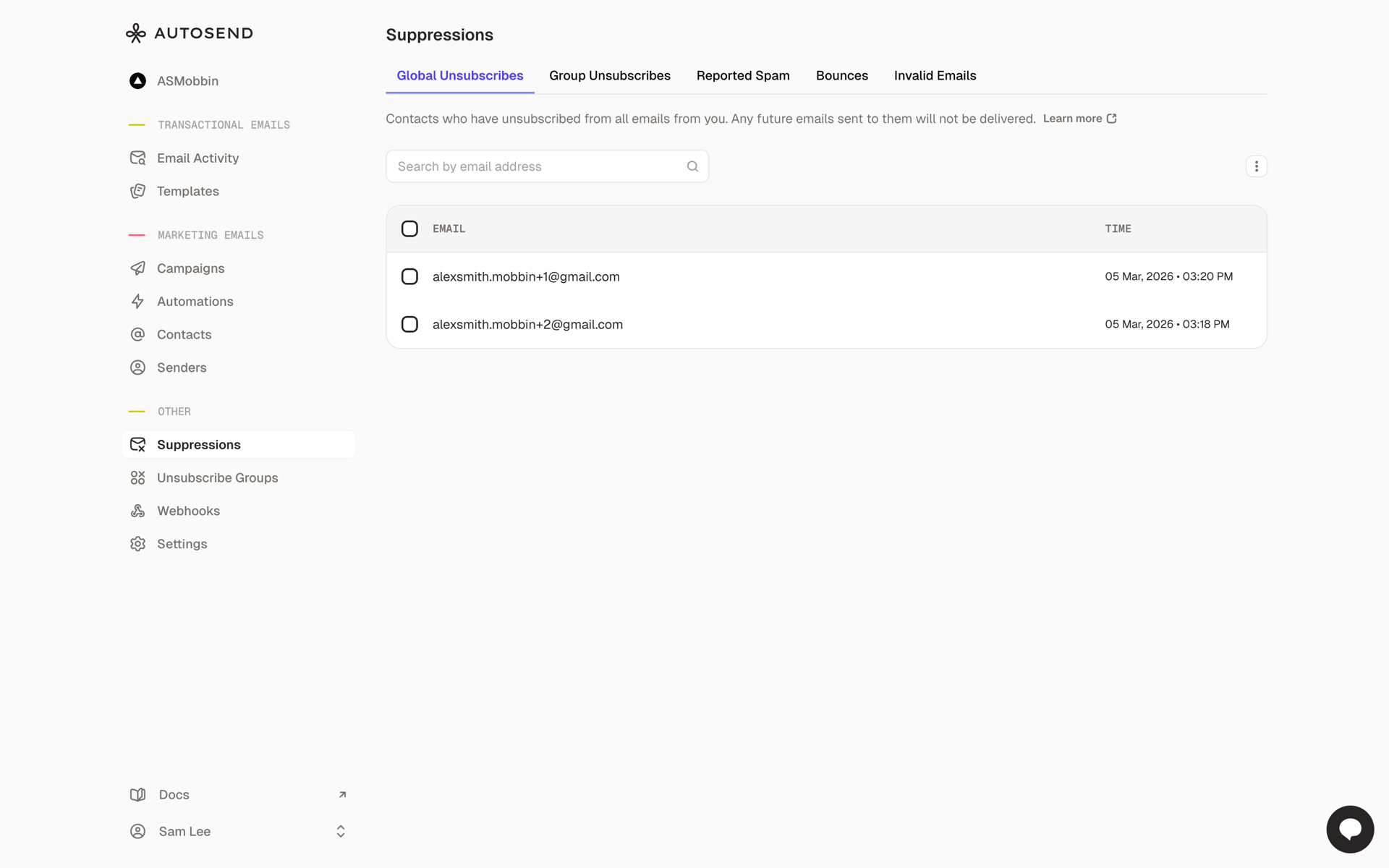 AutoSend Web automated messaging interface screenshot 23