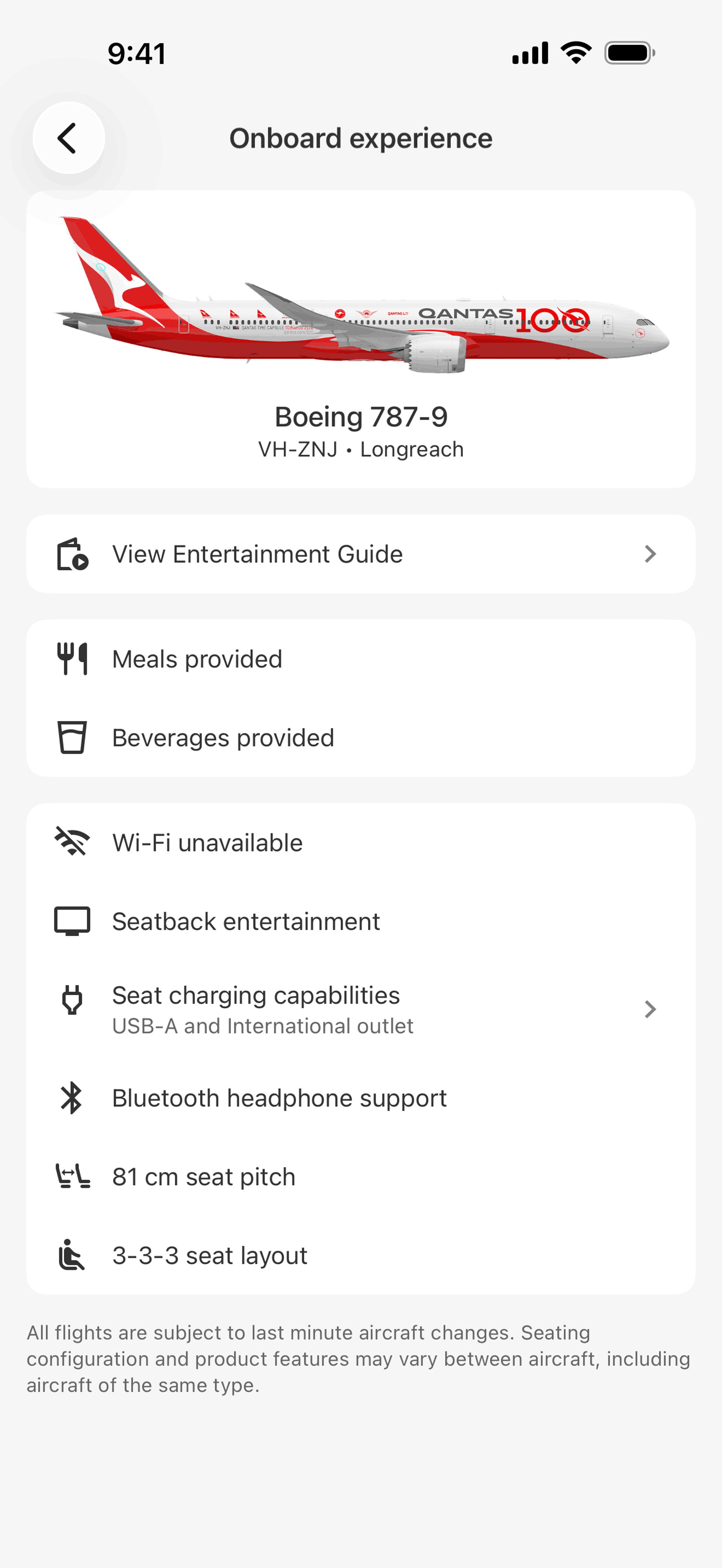 Qantas Airways iOS Travel & Transportation interface screenshot 2