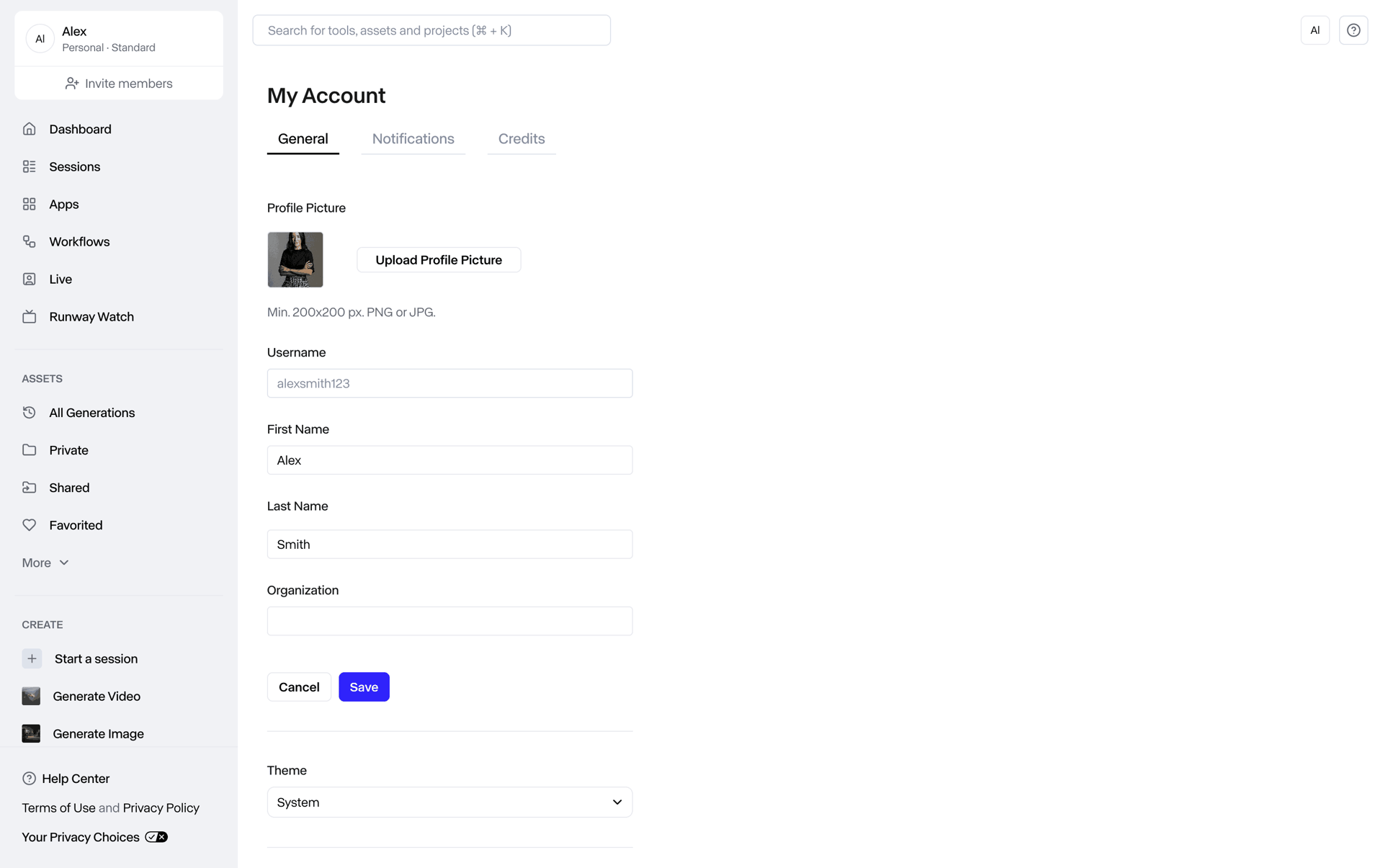 Runway Web Photo & Video interface screenshot 19