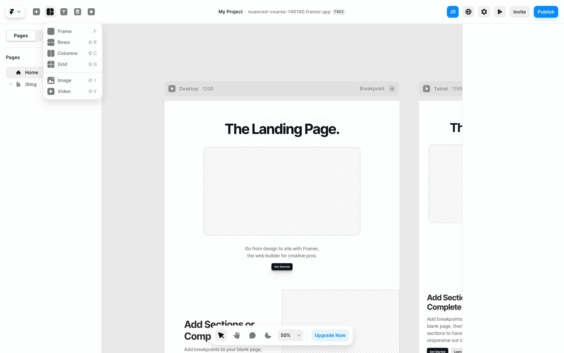 Framer Web AI interface screenshot 5