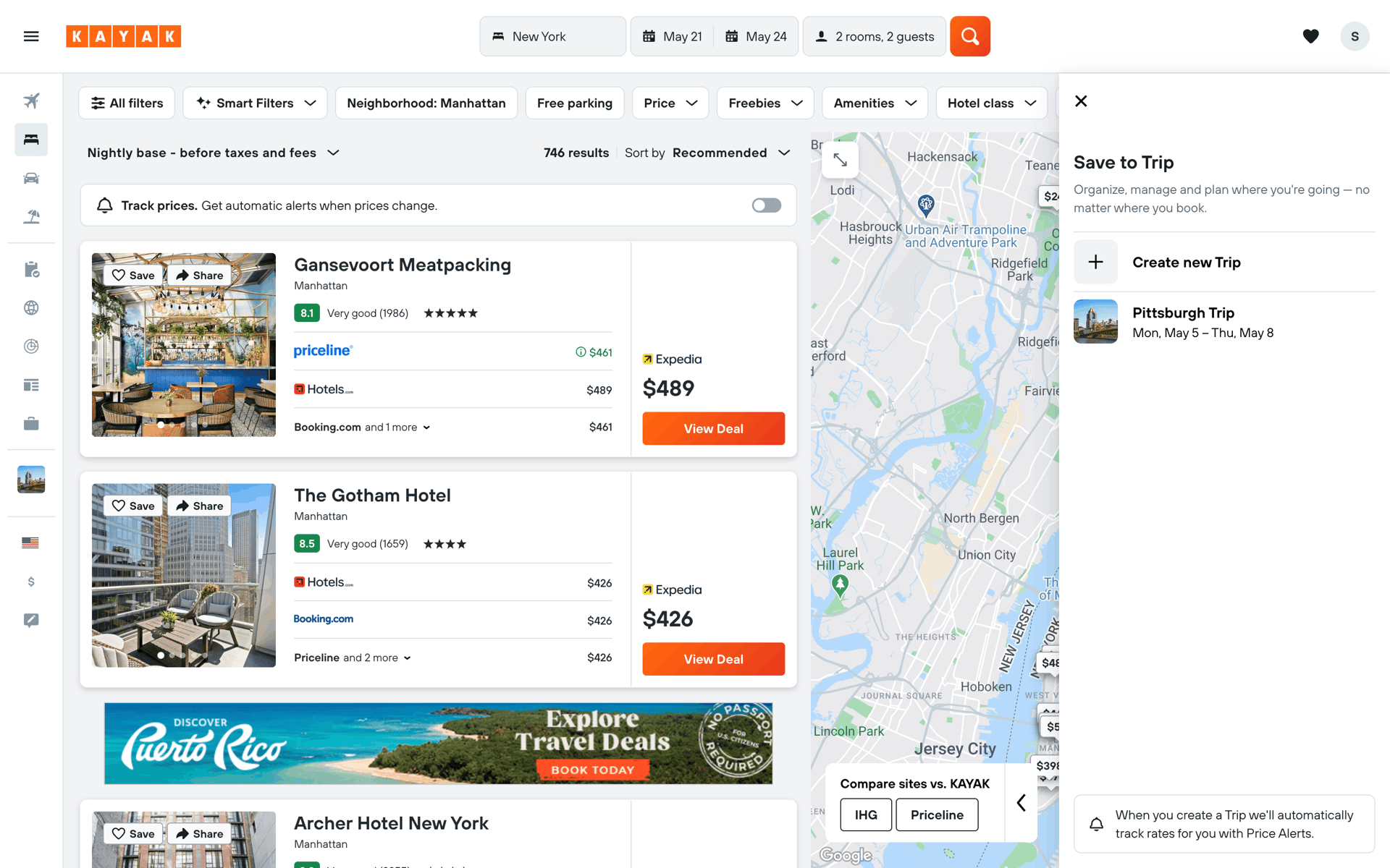 KAYAK Web Travel & Transportation interface screenshot 6