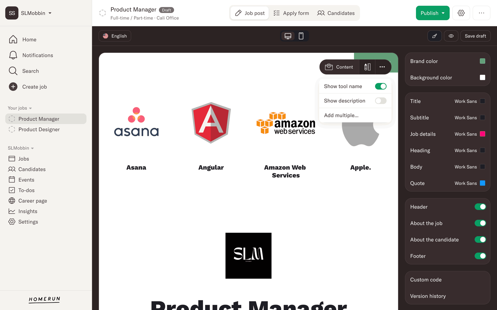 Homerun Web Business interface screenshot 3