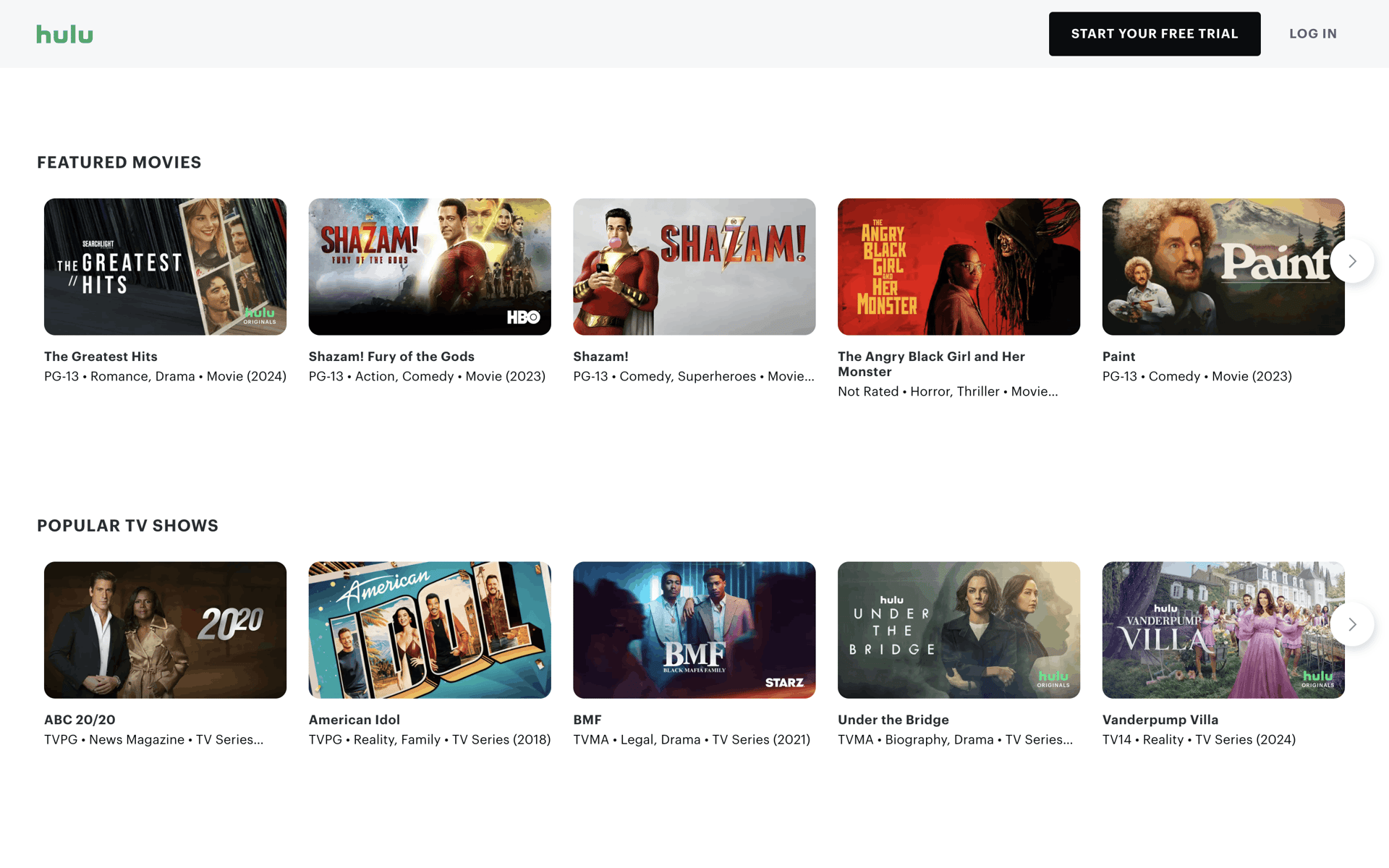 Hulu Web Entertainment interface screenshot 18