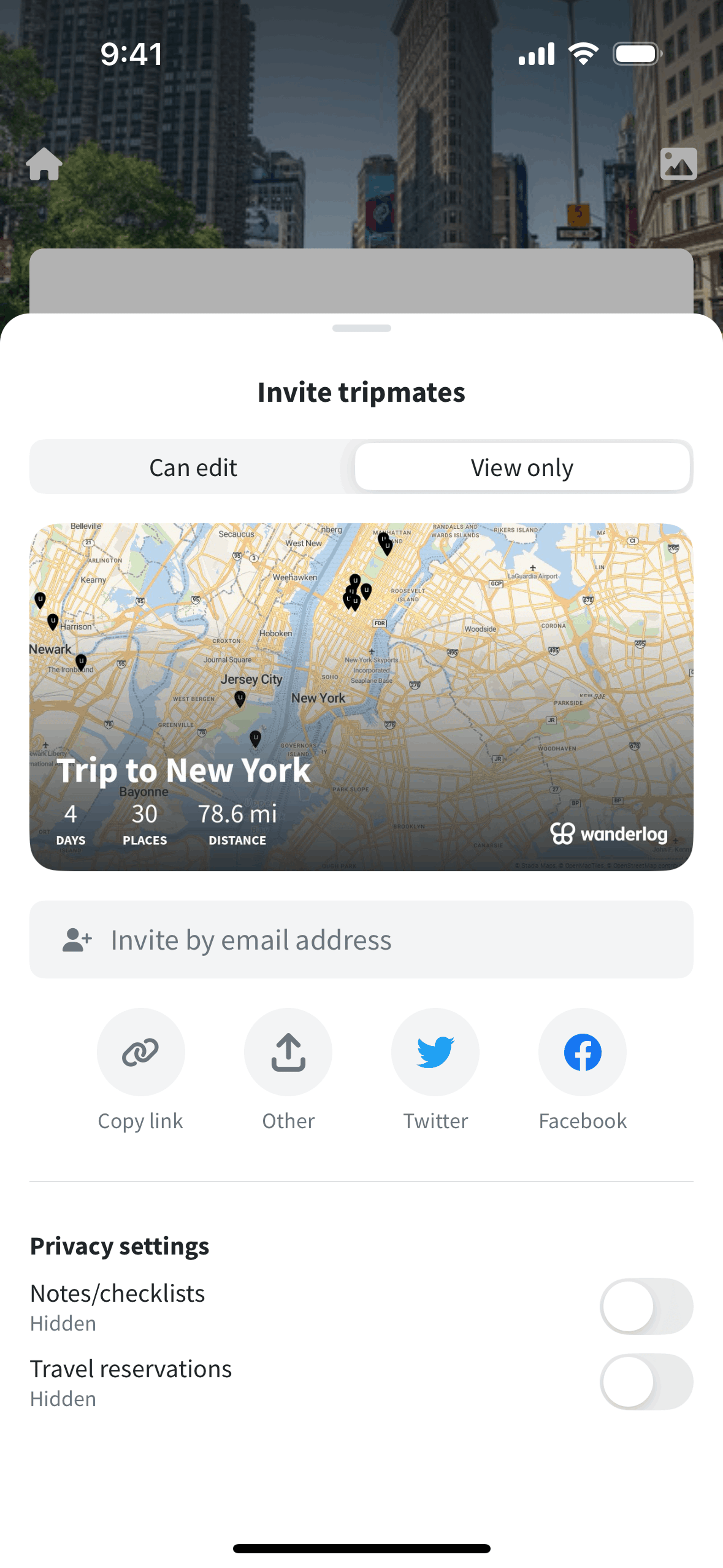 Wanderlog iOS Travel & Transportation interface screenshot 22