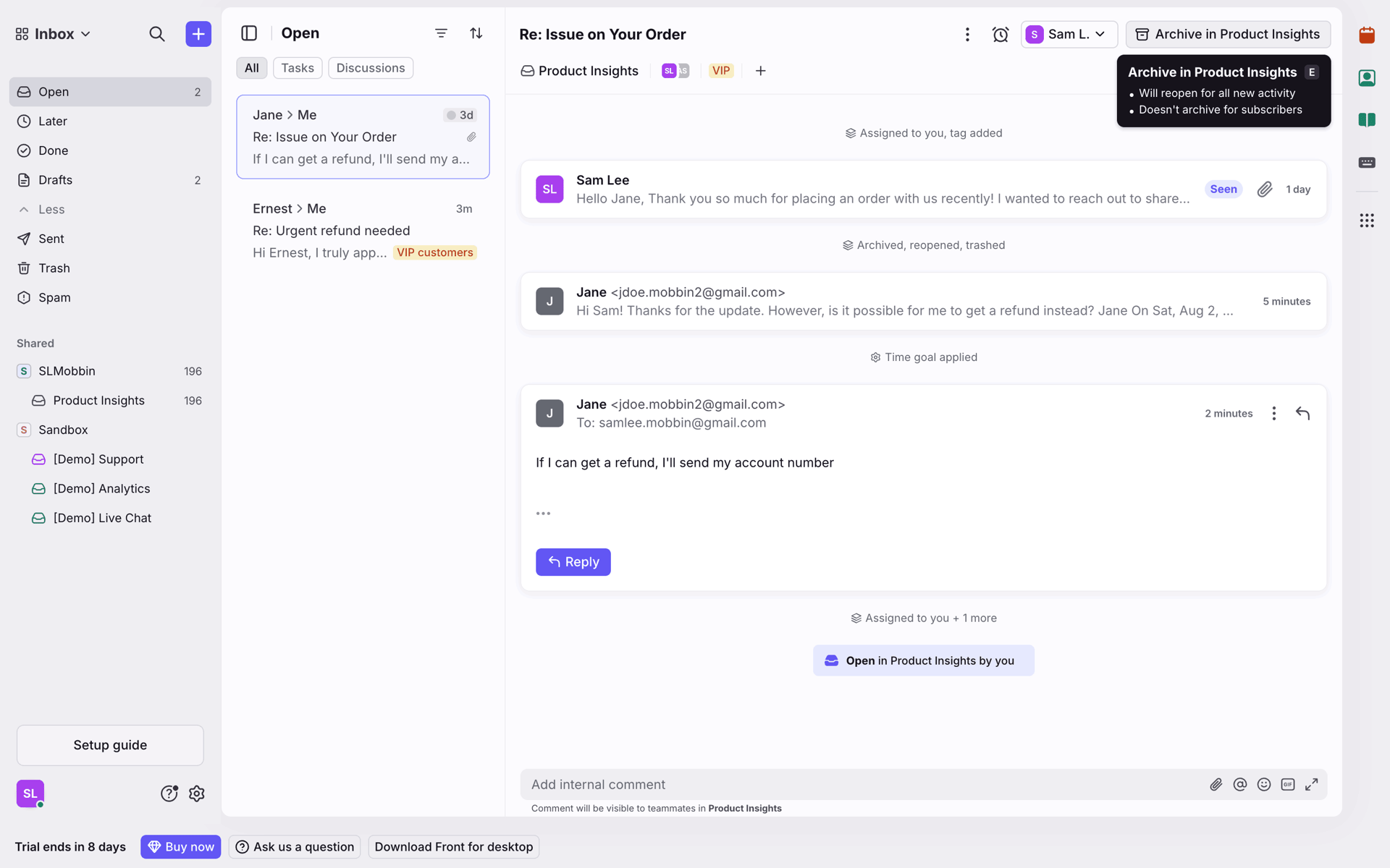 Front Web Business interface screenshot 7