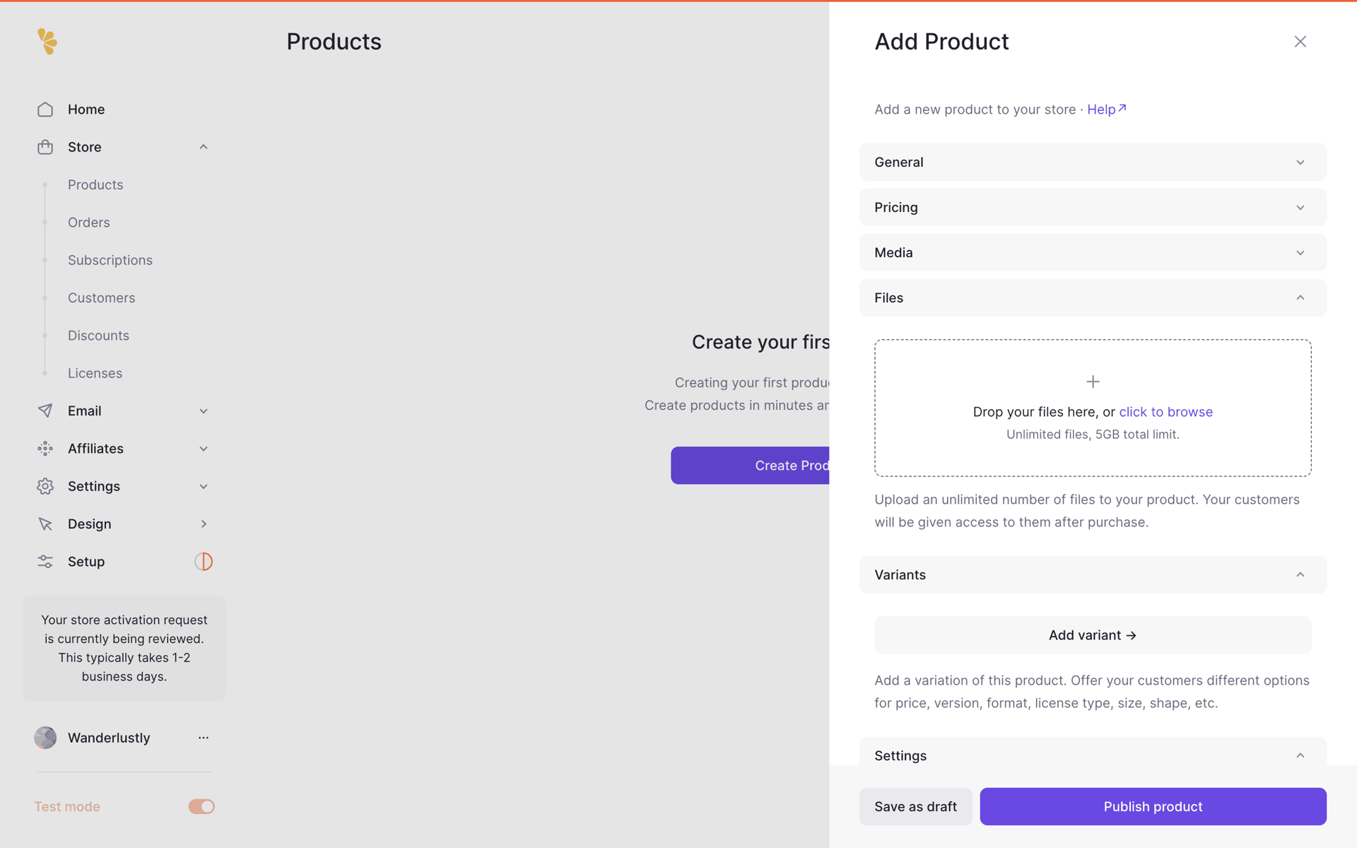 Lemon Squeezy Web Business interface screenshot 12