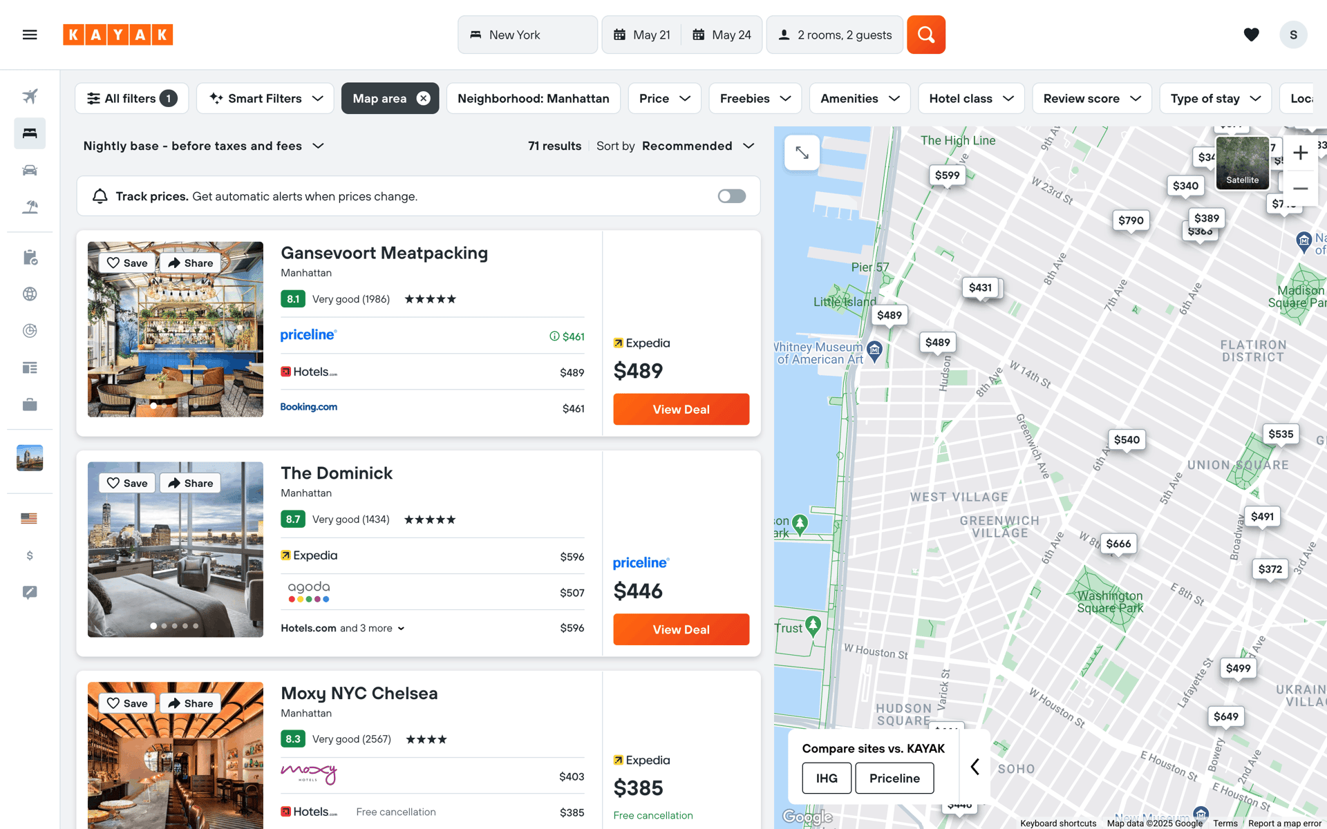 KAYAK Web Travel & Transportation interface screenshot 8