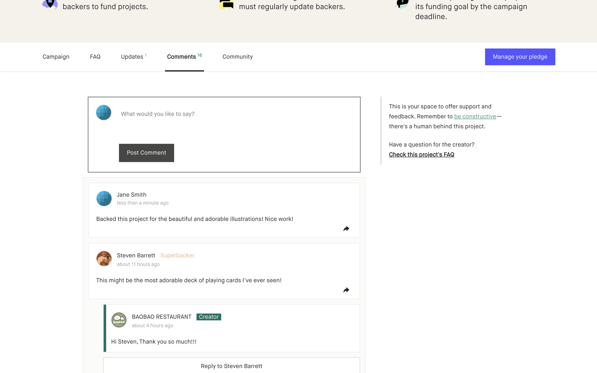 Kickstarter Web Social Networking interface screenshot 6