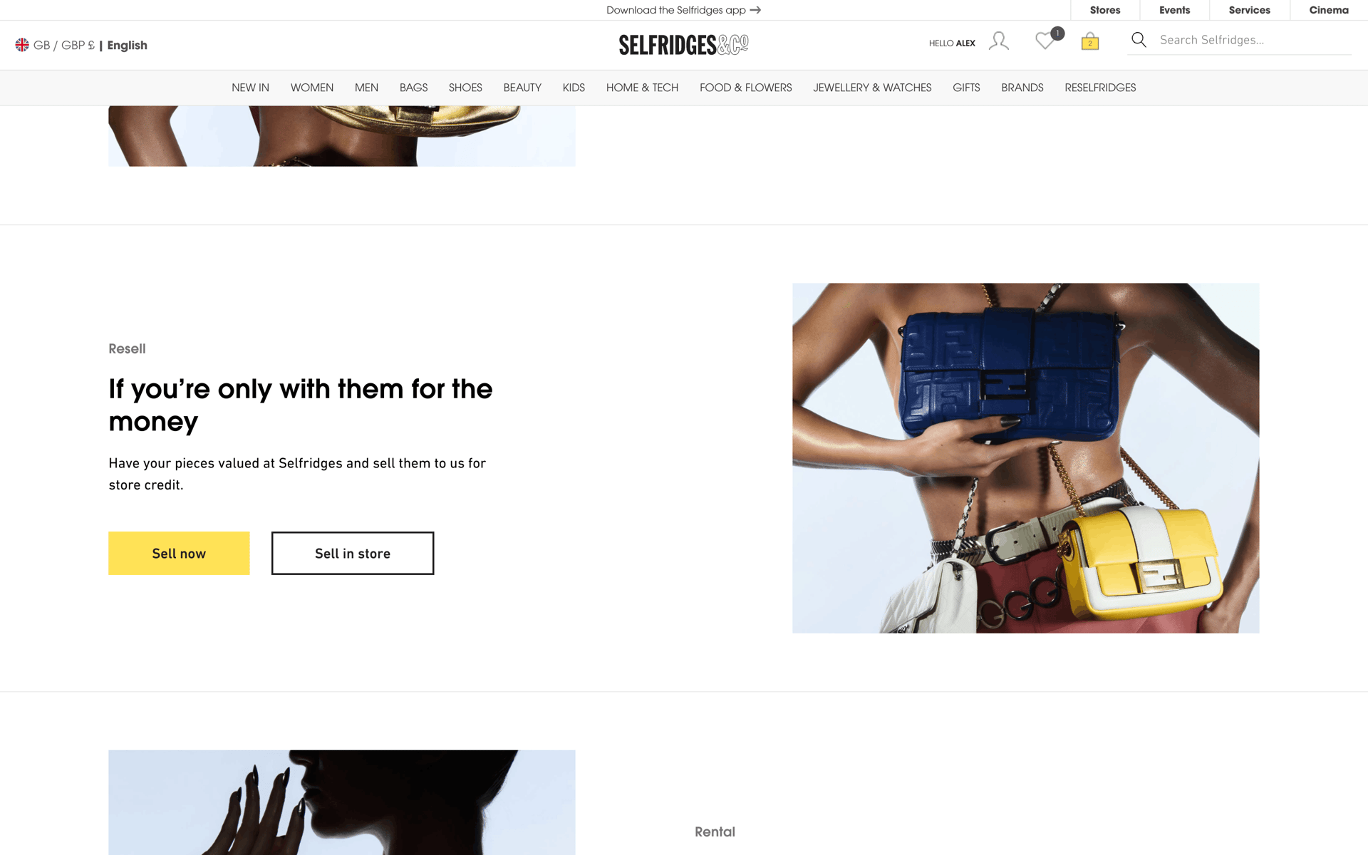 Selfridges Web Shopping interface screenshot 5