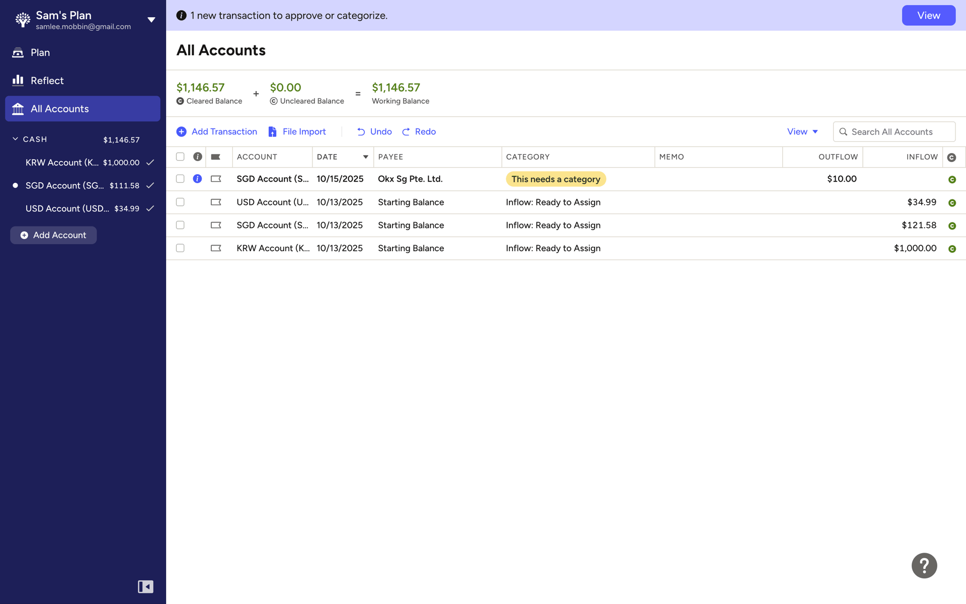 YNAB Web Finance interface screenshot 17