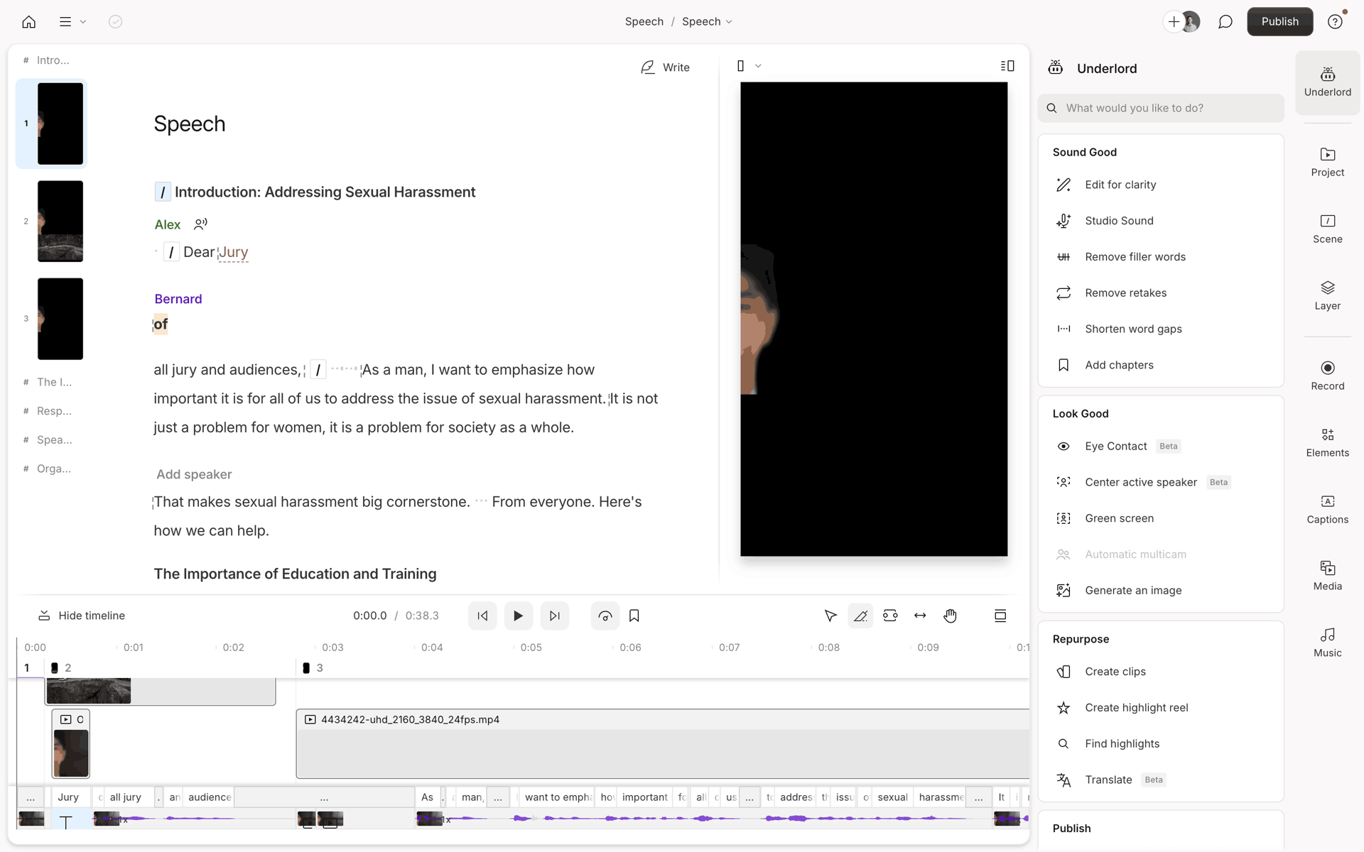 Descript Web Photo & Video interface screenshot 15