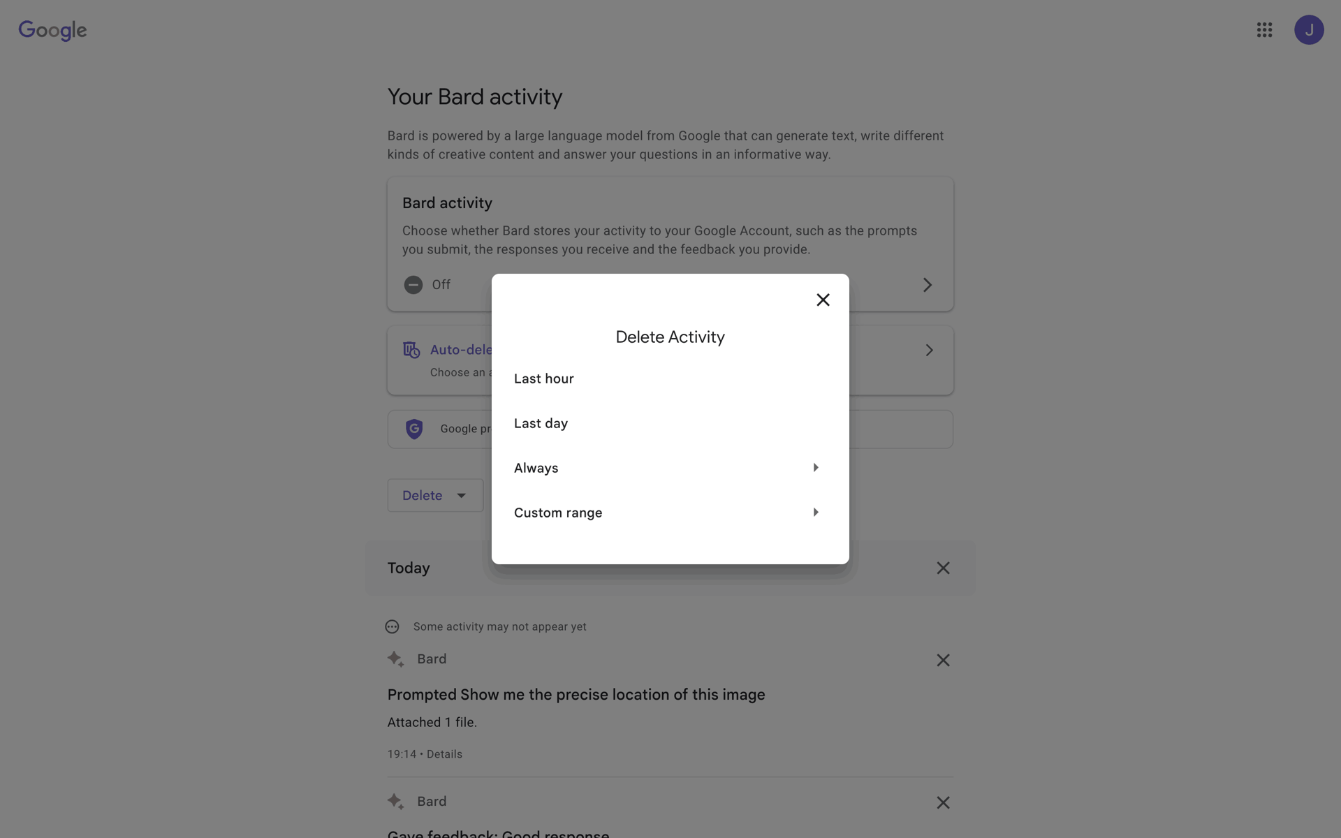 Bard Web AI interface screenshot 5