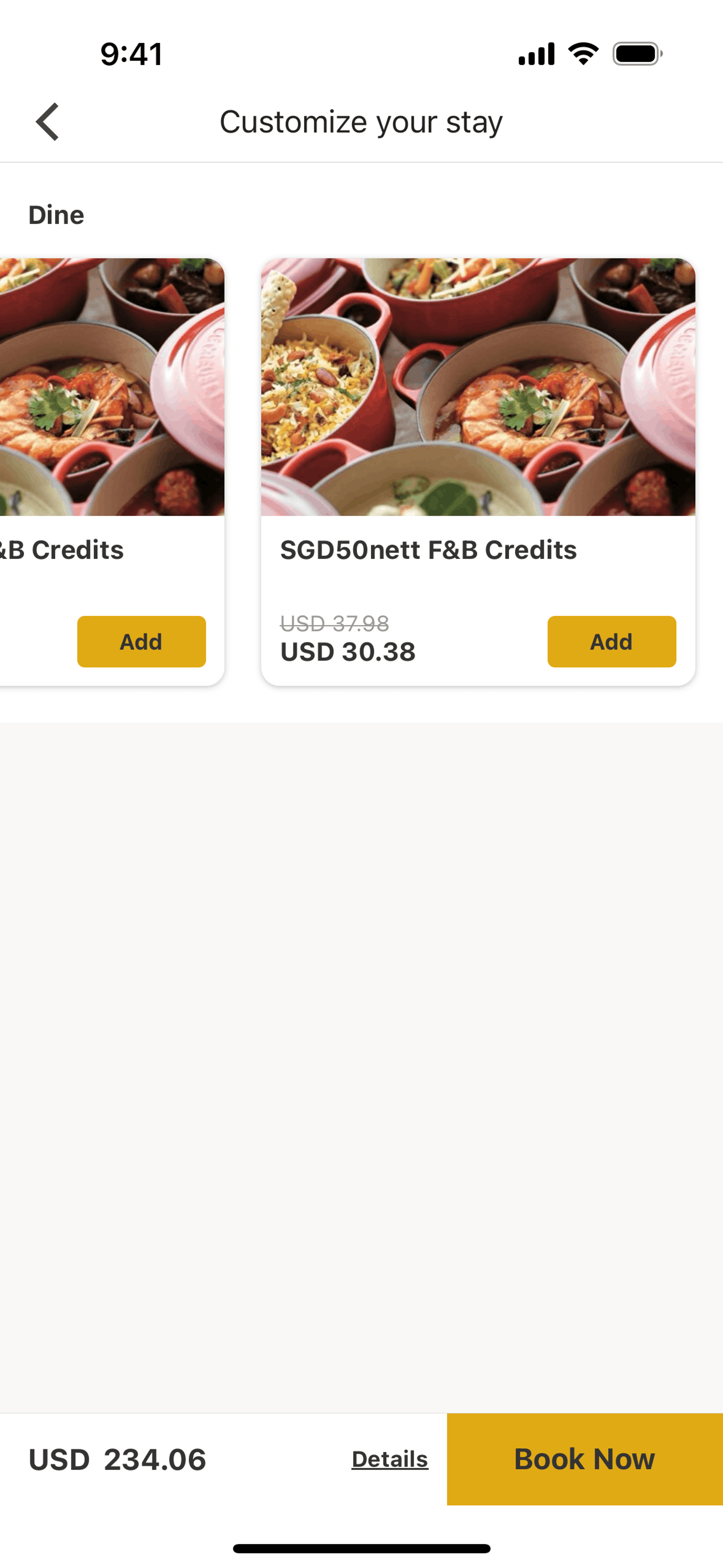 Customizing booking on Shangri-La Circle (ios) screen 2