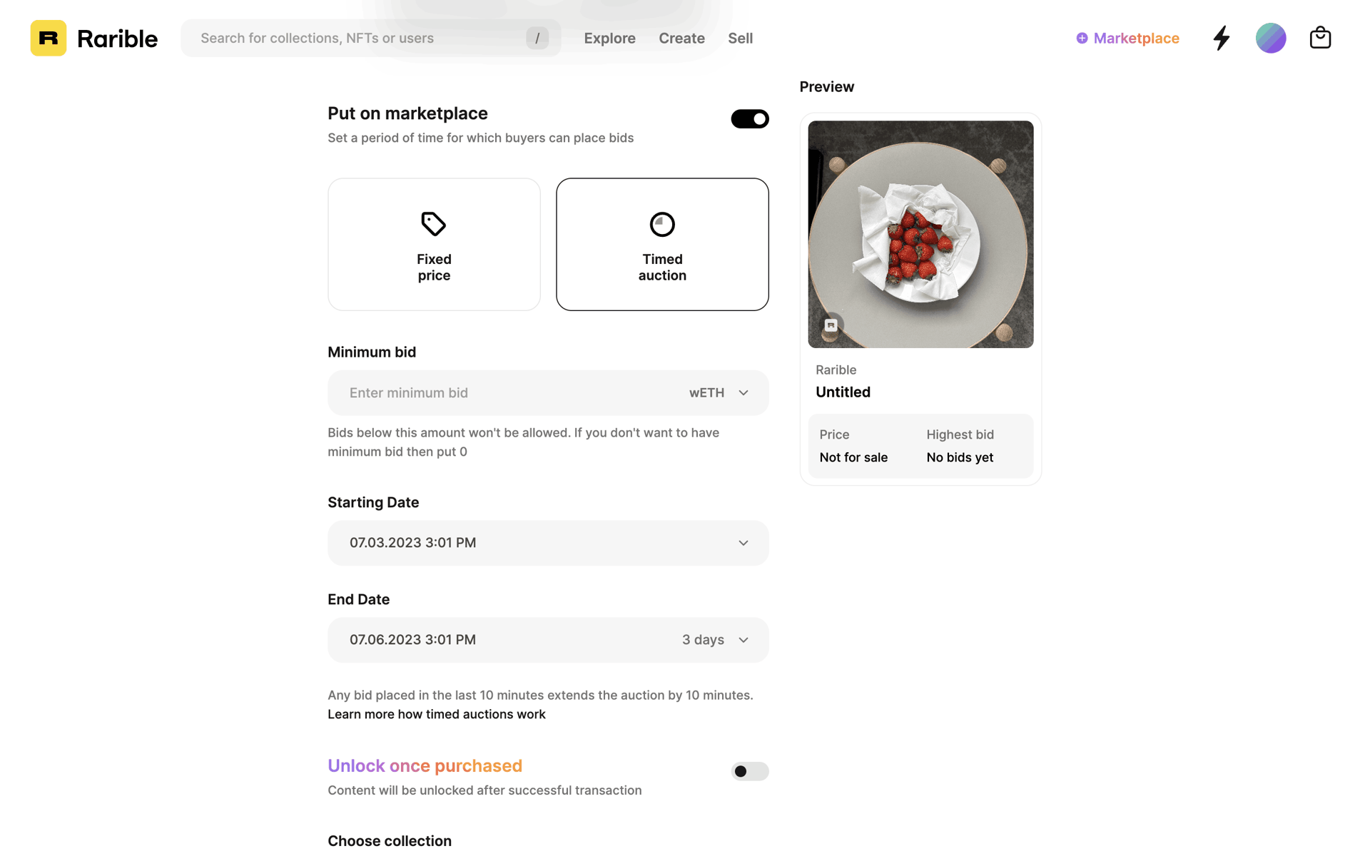Rarible Web Crypto & Web3 interface screenshot 15