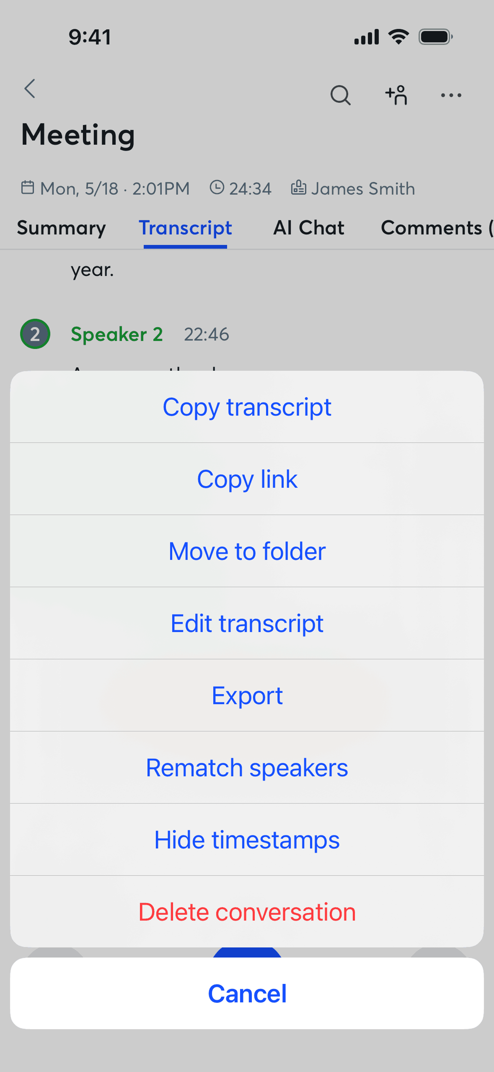 Otter.ai iOS AI interface screenshot 24