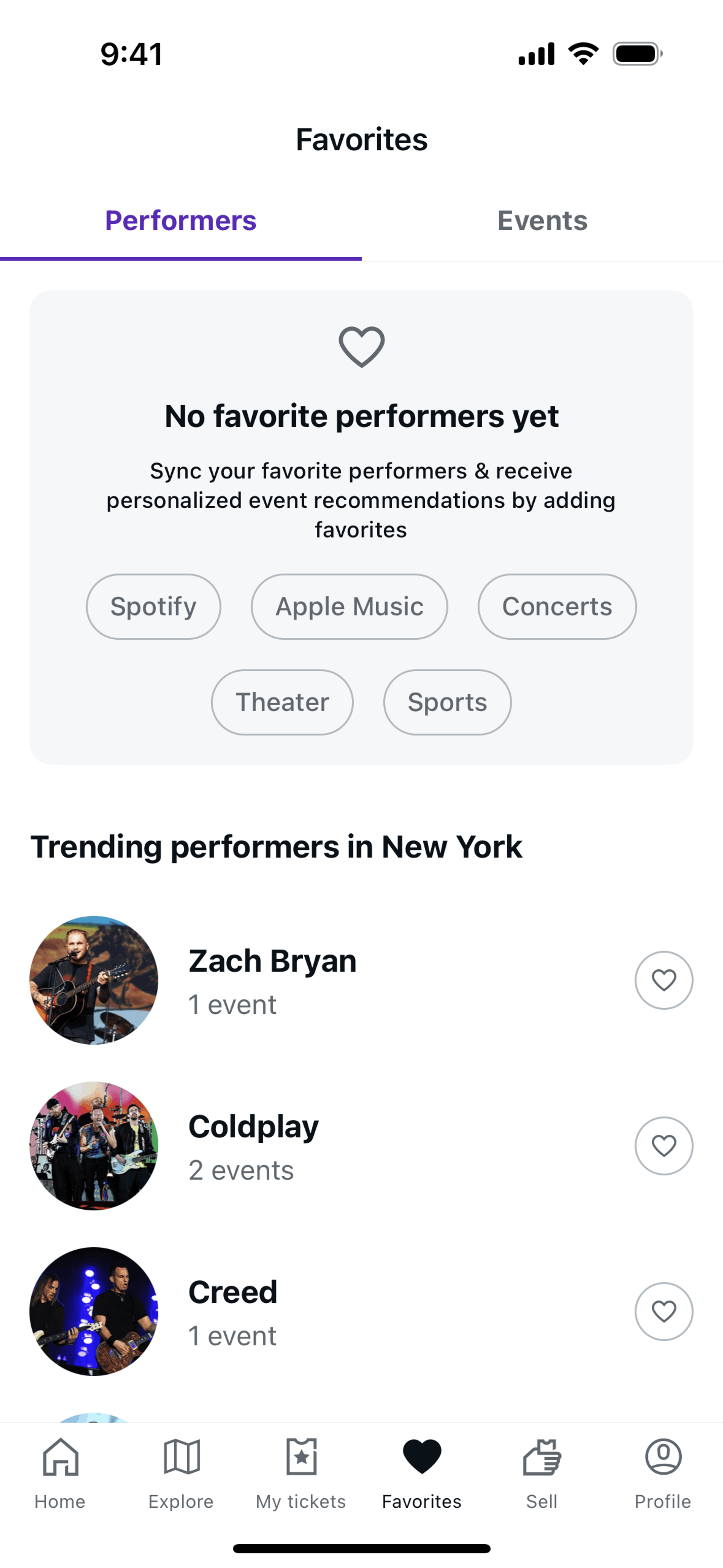 StubHub iOS Entertainment interface screenshot 10