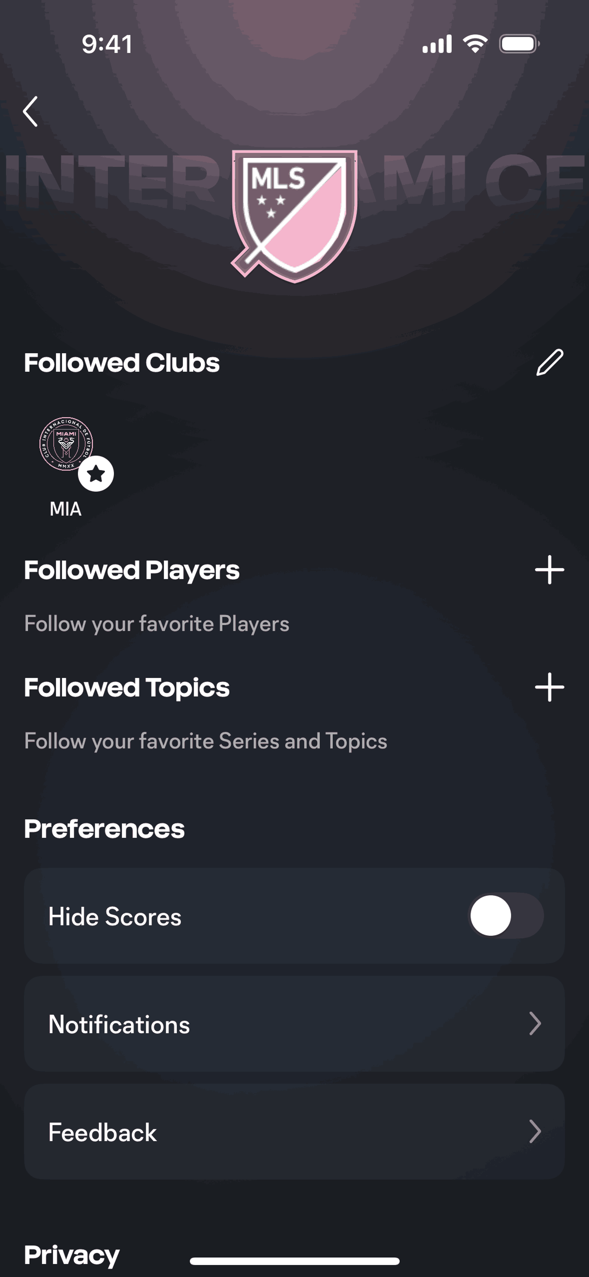MLS iOS Sports interface screenshot 9