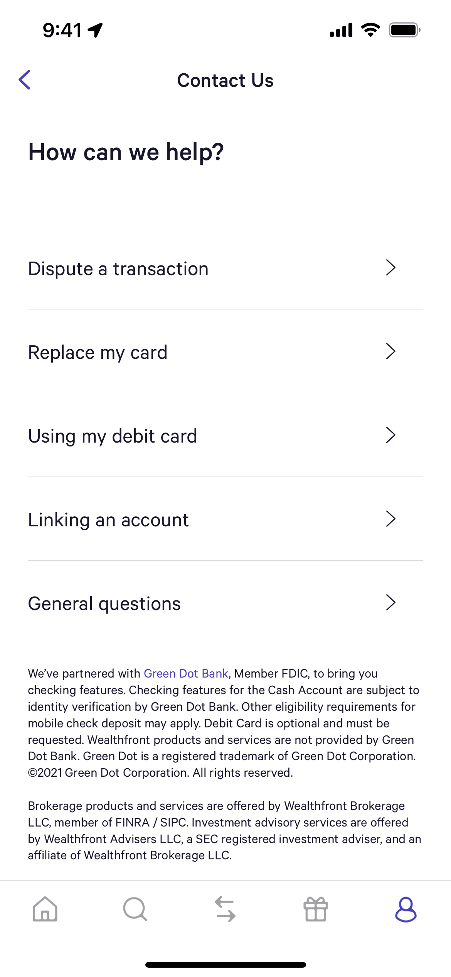Wealthfront iOS Finance interface screenshot 19