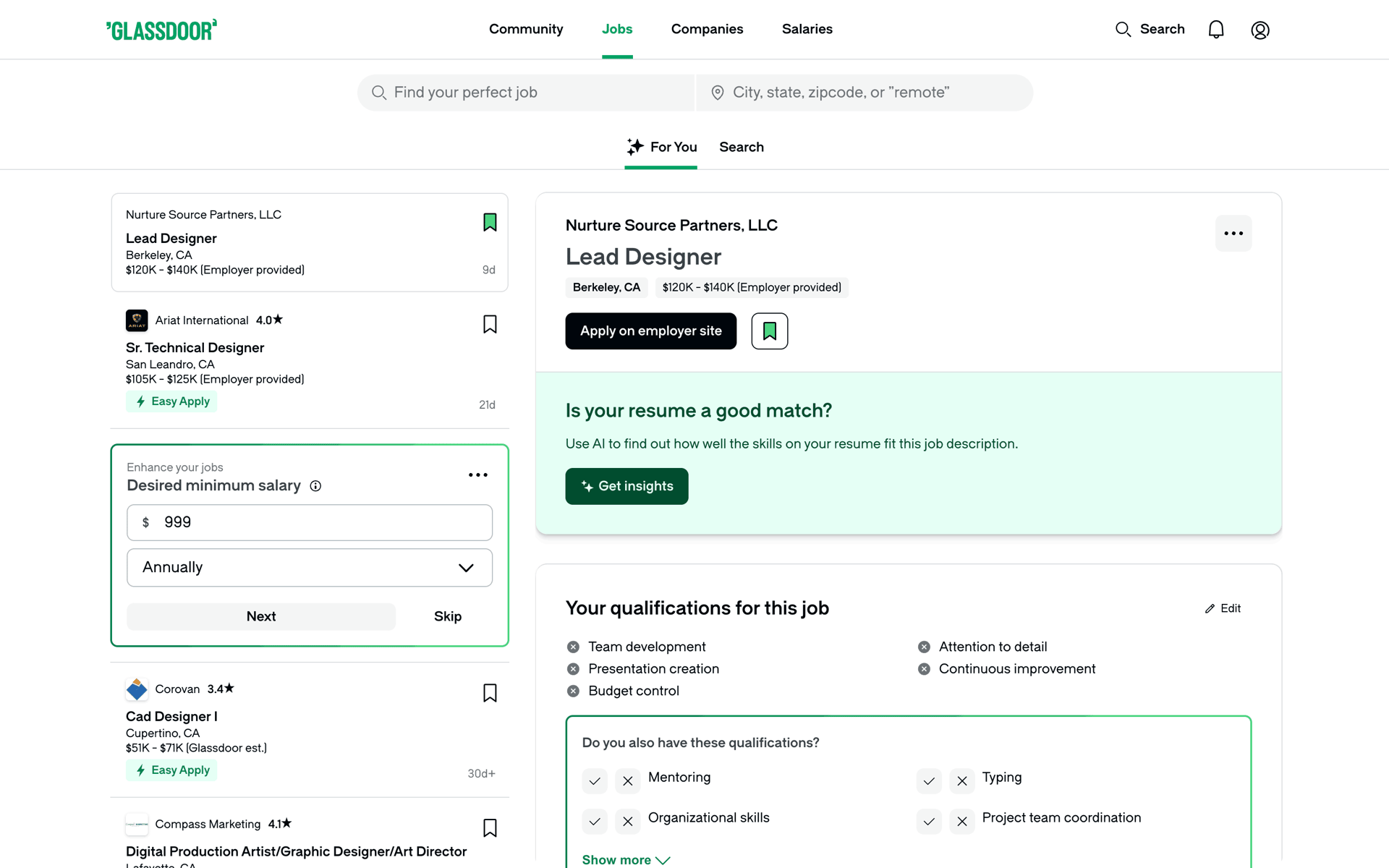 Glassdoor Web Business interface screenshot 8